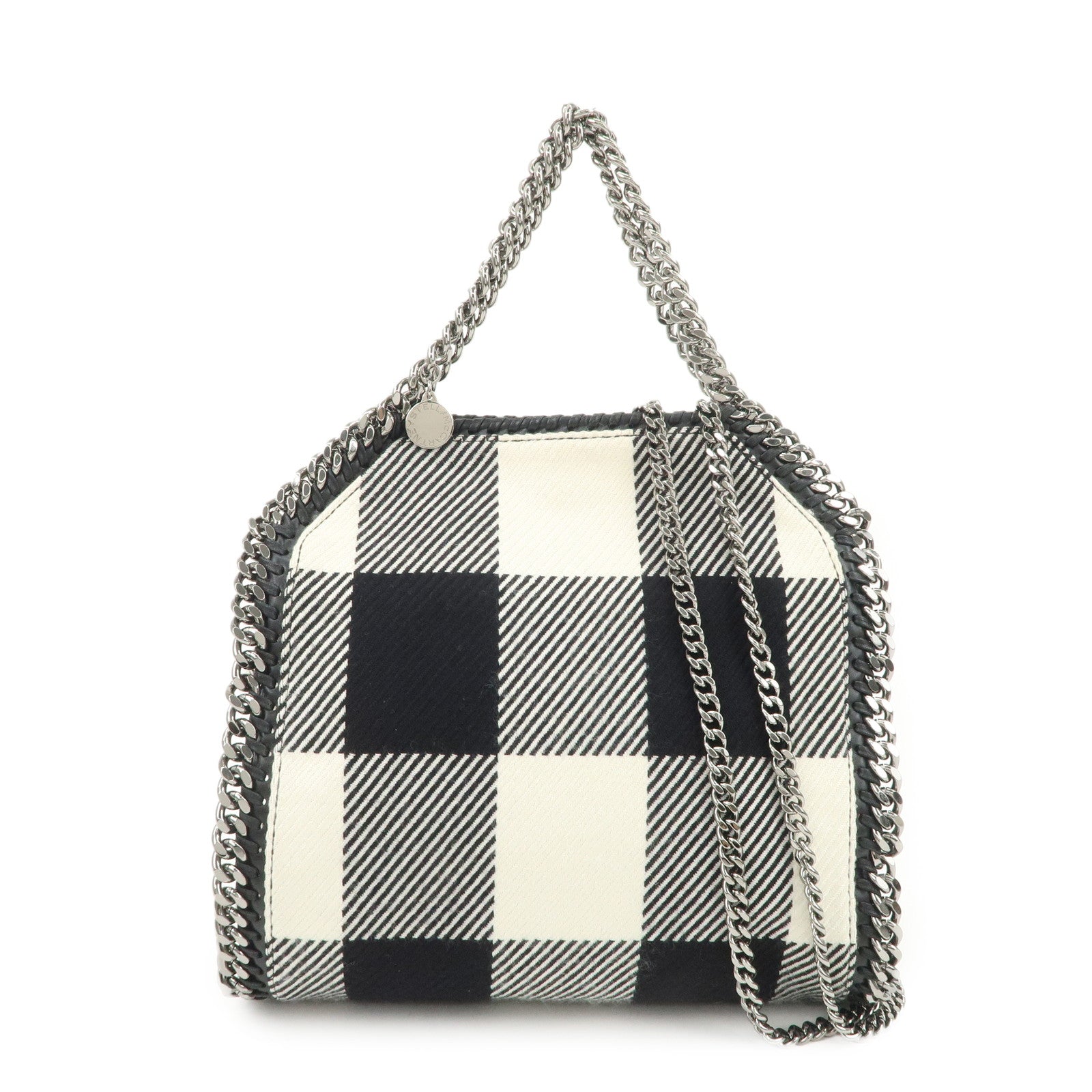 STELLA MCCARTNEY Wool Falabella 2Way Bag Hand Bag Black White
