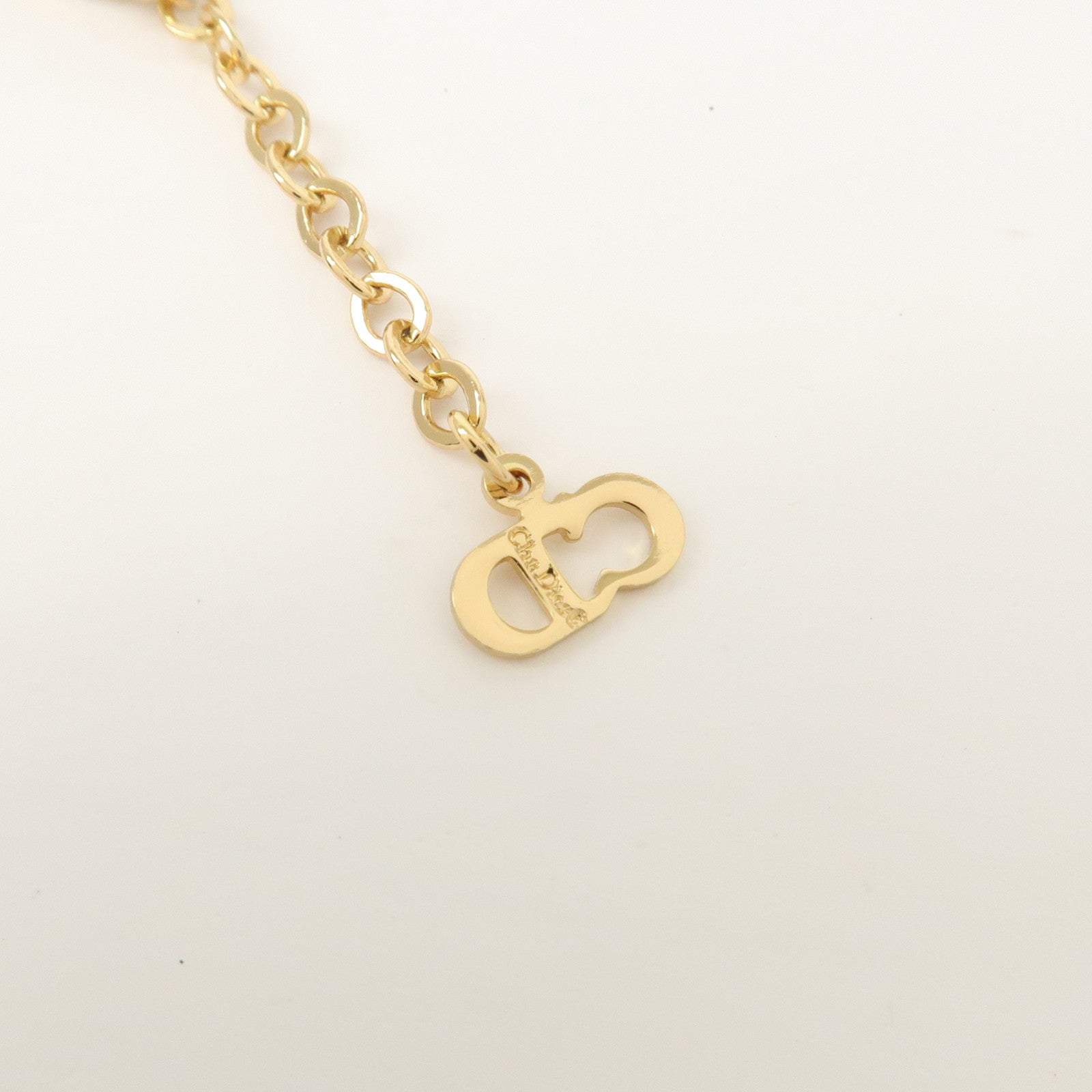 Christian Dior Logo Metal Necklace Choker Gold Black