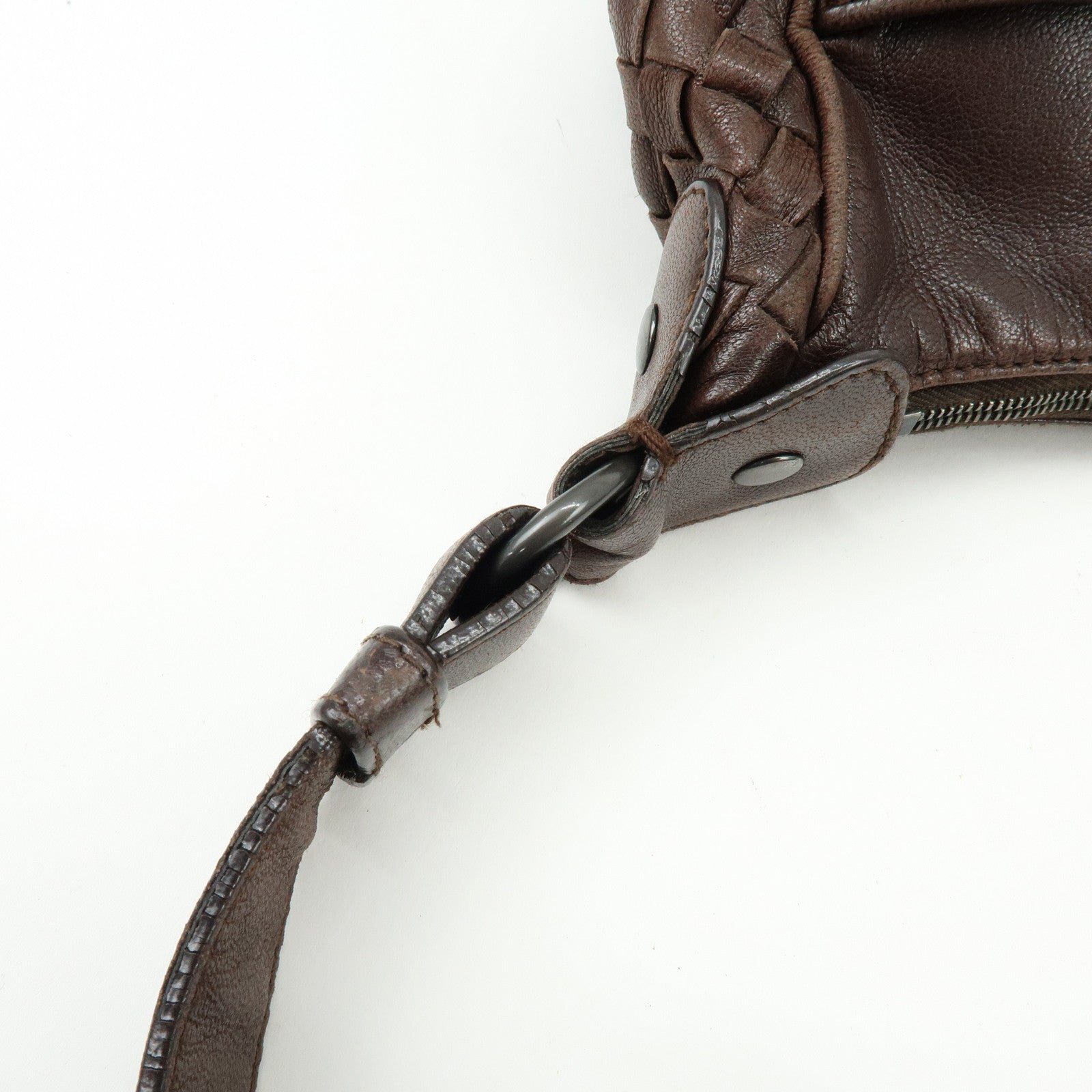 BOTTEGA VENETA Intrecciato Leather Shoulder Crossbody Bag Brown