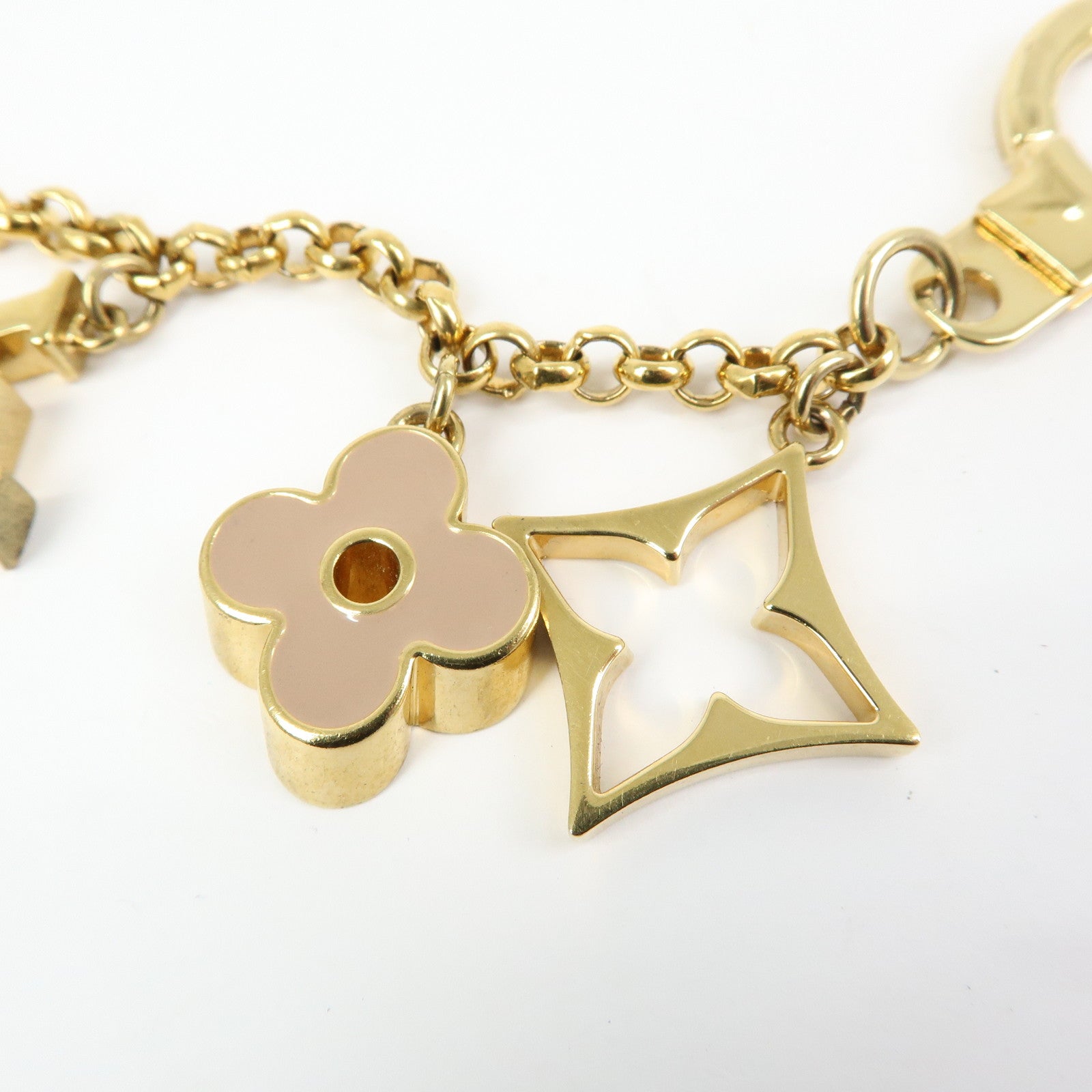 Louis Vuitton Fleur de Monogram Bag Charm Key Chain Gold M65111