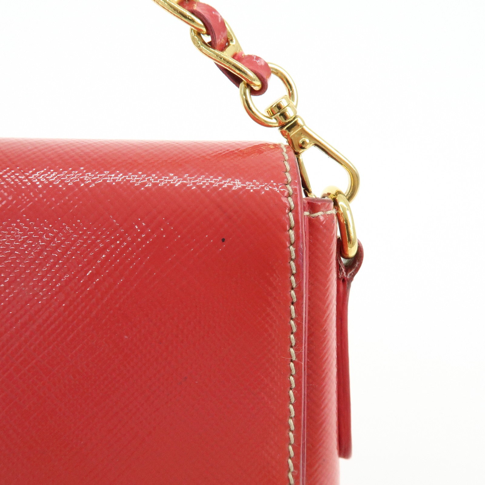 PRADA Patent Leather 2Way Shoulder Chain Bag Hand Bag Pink