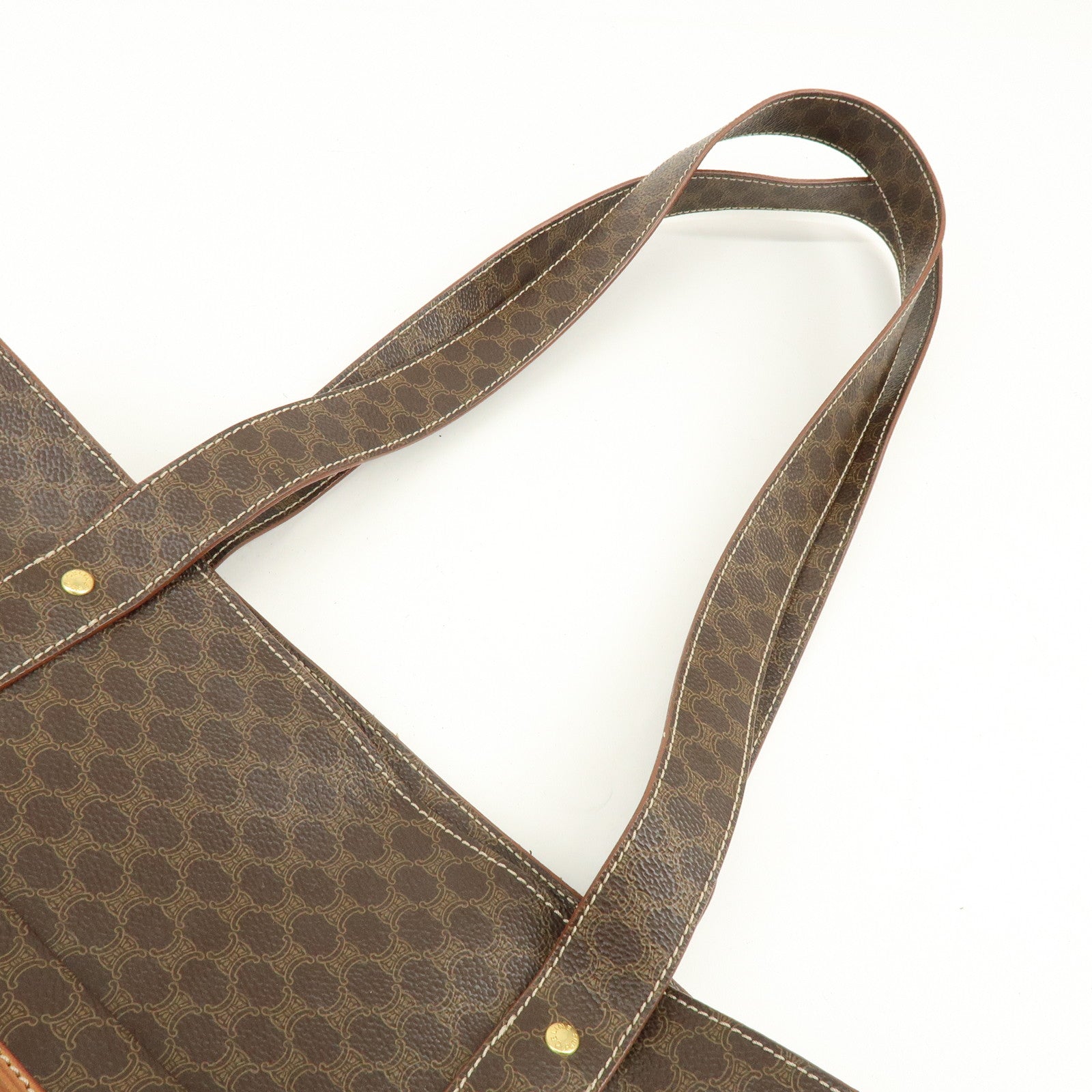 CELINE  Macadam PVC Leather Tote Bag Shoulder Bag Brown