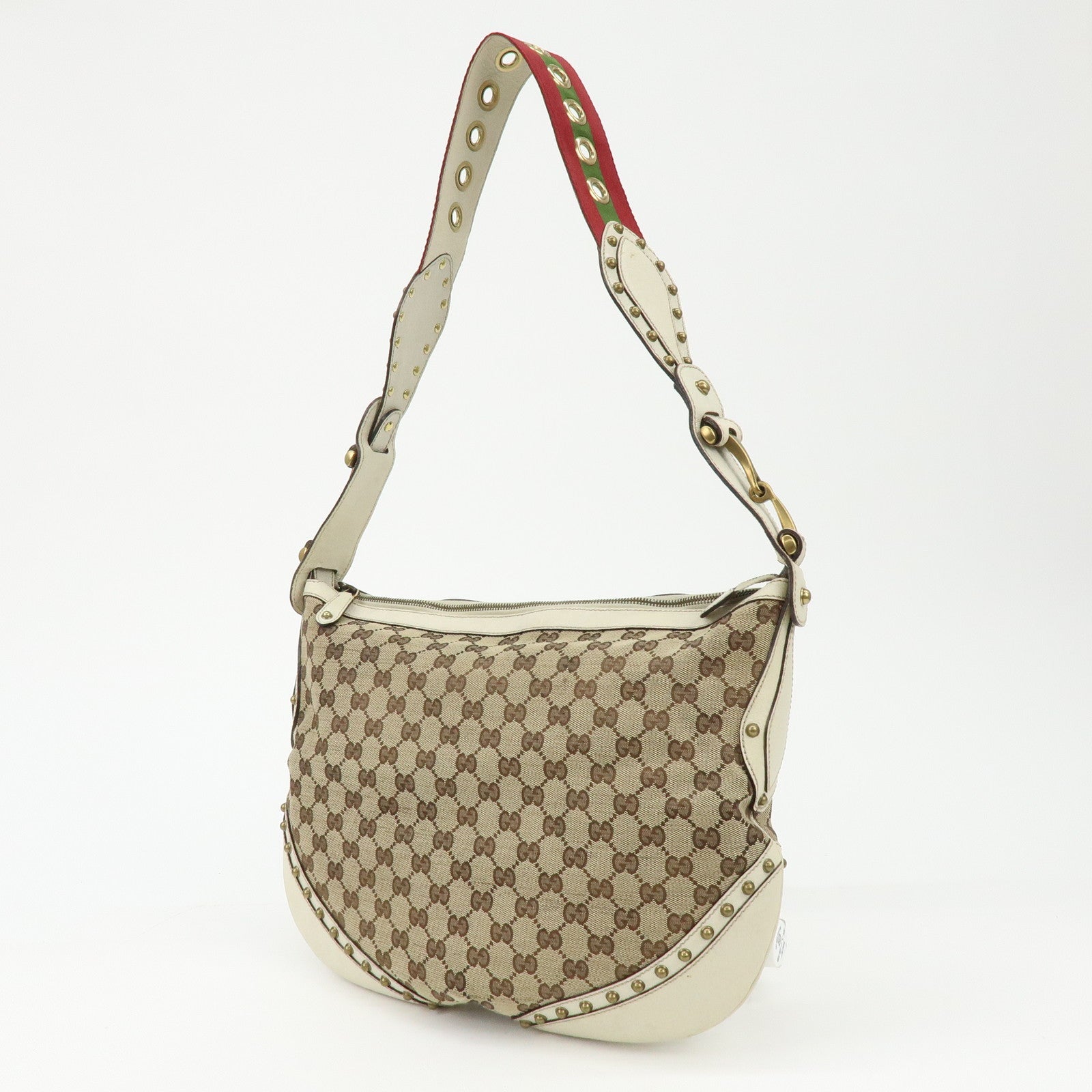 GUCCI Sherry GG Canvas Leather Shoulder Bag Beige Ivory 144011