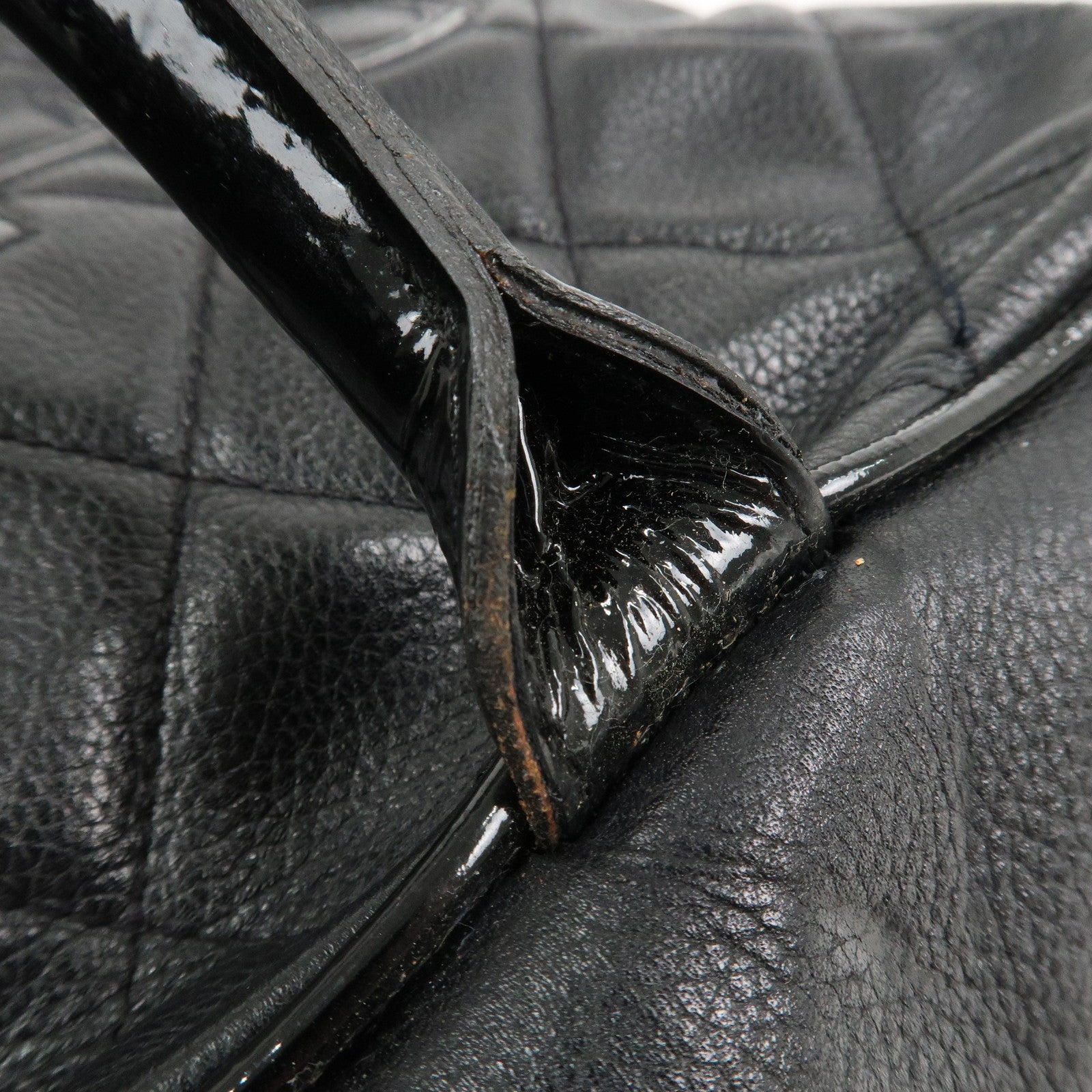 CHANEL Matelasse Leather Boston Bag Bowling Bag Black A15685