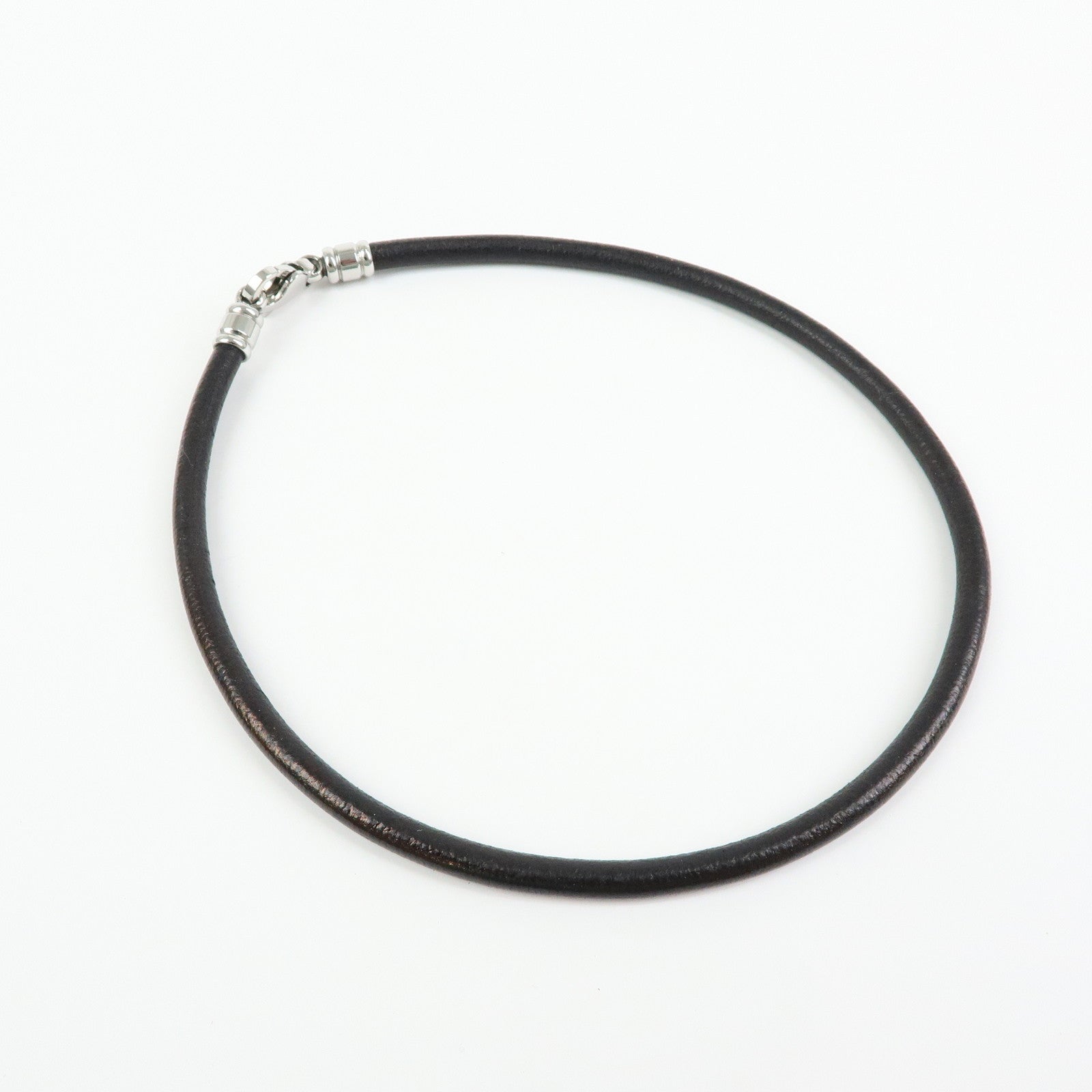 BVLGARI Leather Necklace Choker Double Wrap Bracelet Black