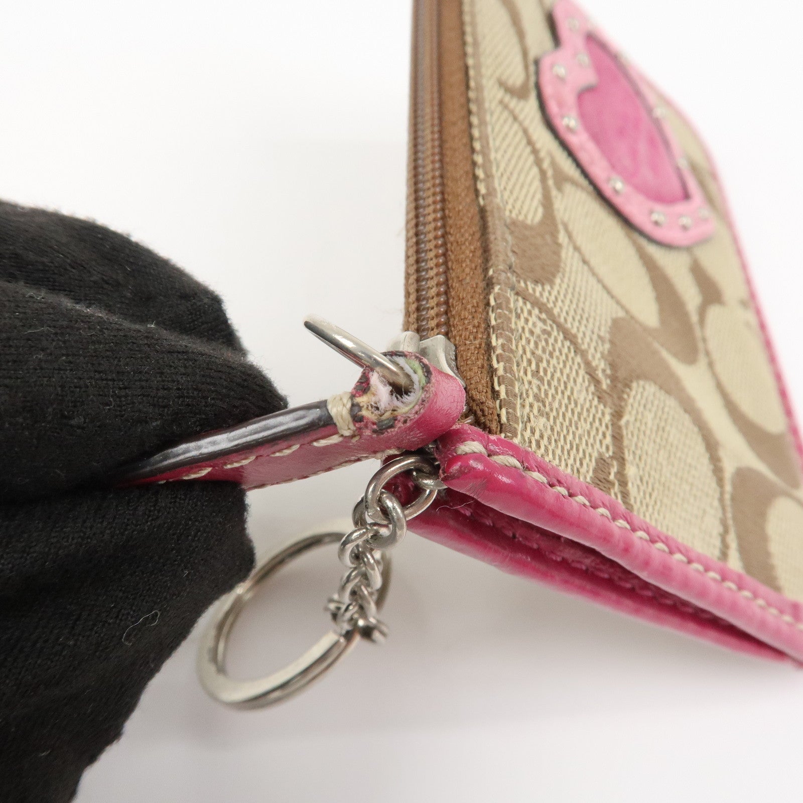 COACH Satin Canvas Set Of 2 Coin Case Card Case Beige Multicolor