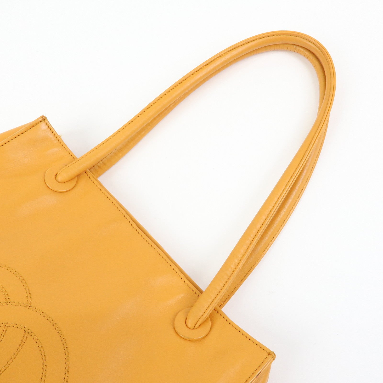 CHANEL COCO Mark Leather Tote Bag Shoulder Bag Orange