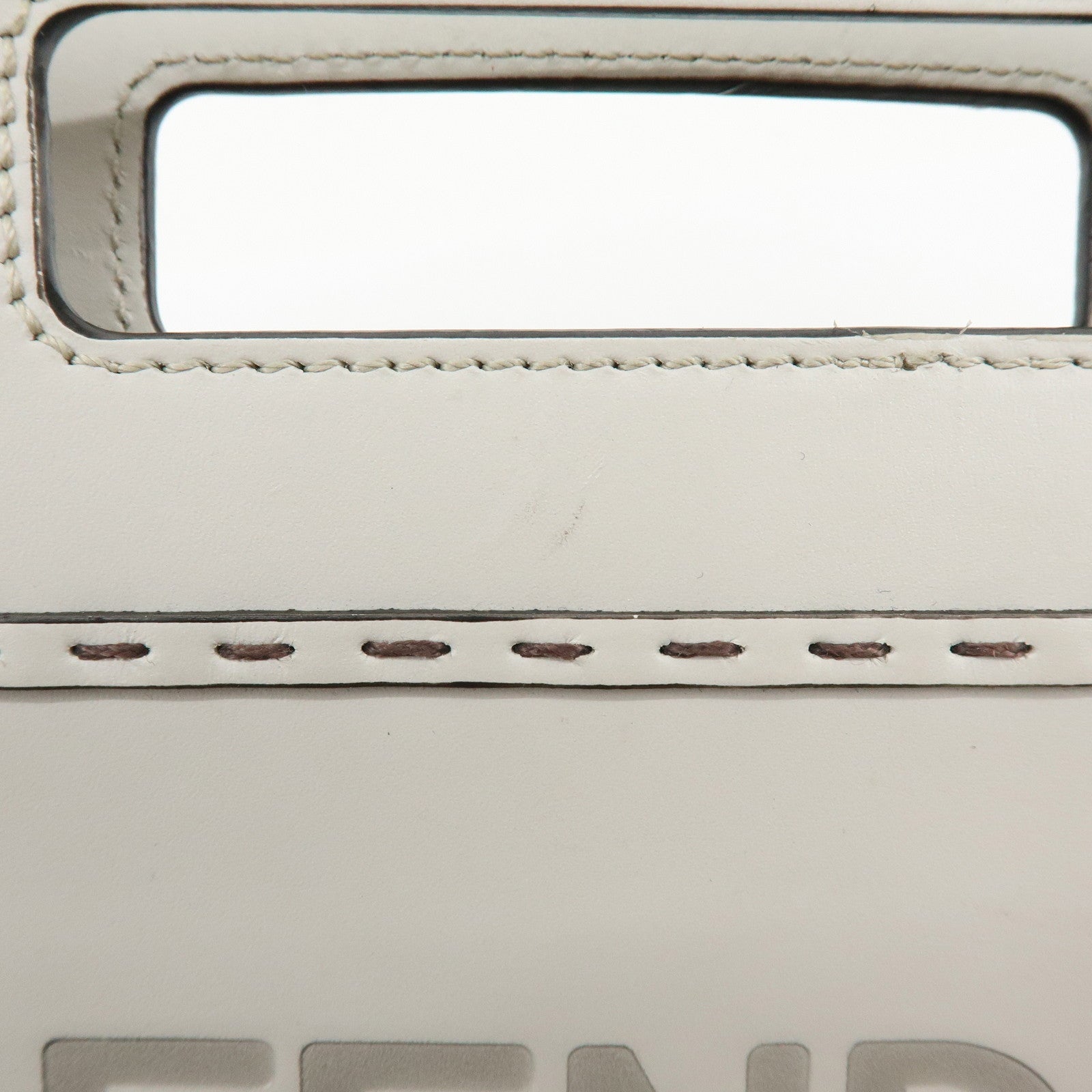 FENDI Logo Leather Shoulder Bag Crossbody Bag Light Grey 7VA547