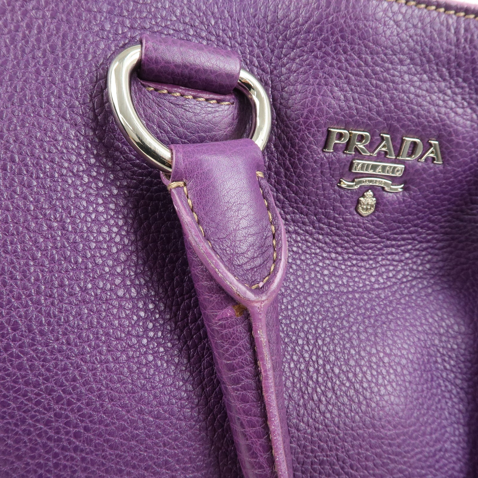 PRADA  Leather 2Way Bag Tote Bag Shoulder Bag Hand Bag Purple