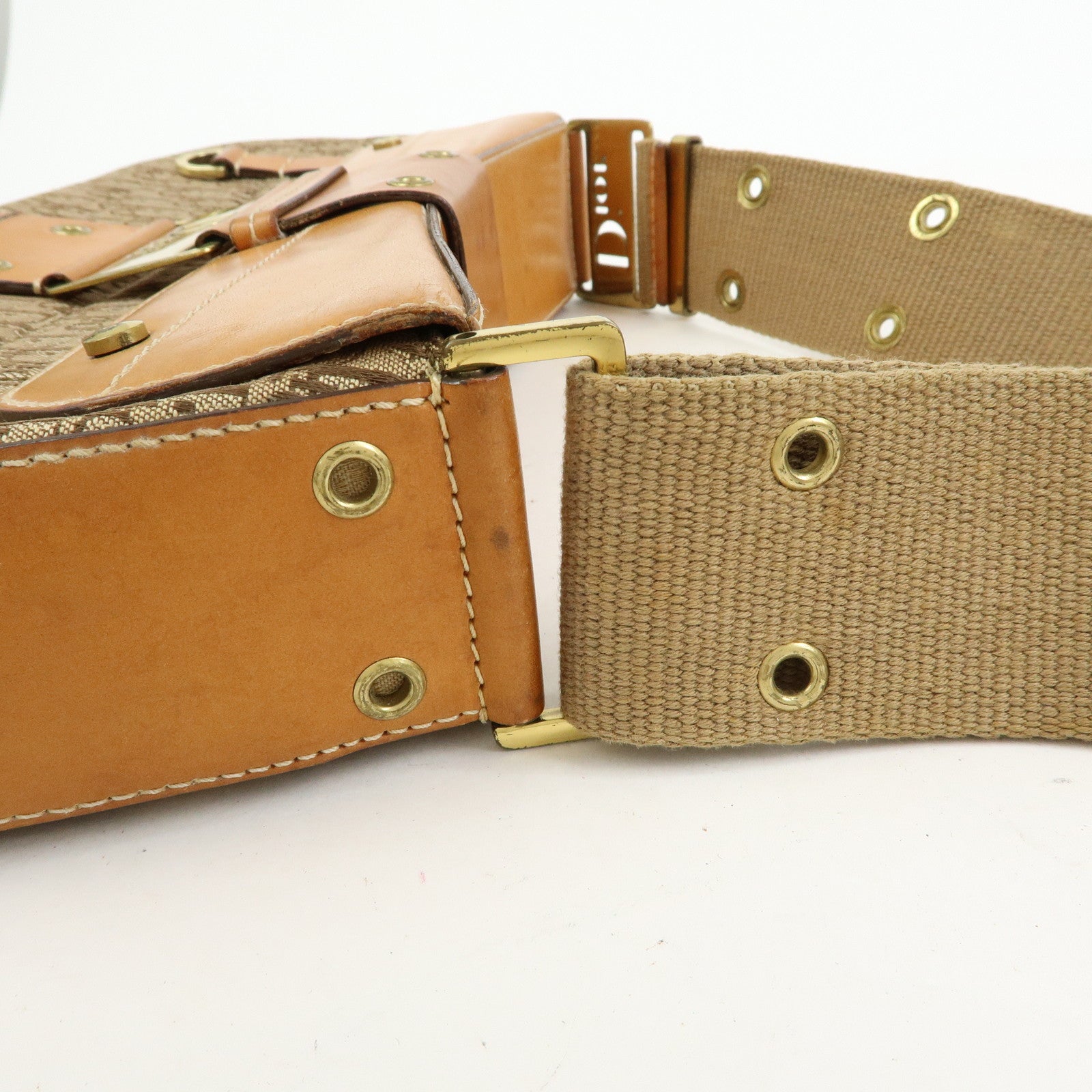 Christian Dior Trotter Street Chic Canvas Leather Shoulder Bag