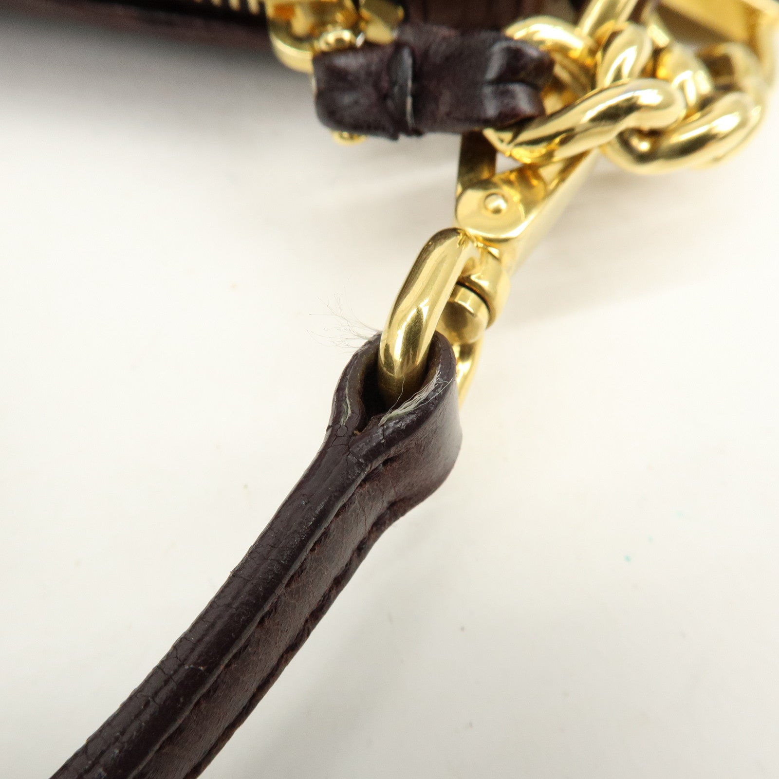 MIU MIU Matelasse Gathered Leather Hand Bag Brown