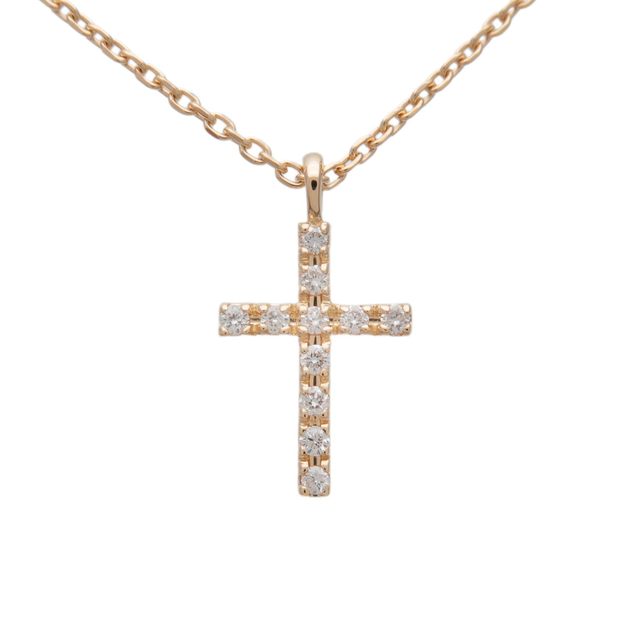 ete Diamond Cross Necklace K18YG 750YG Yellow Gold