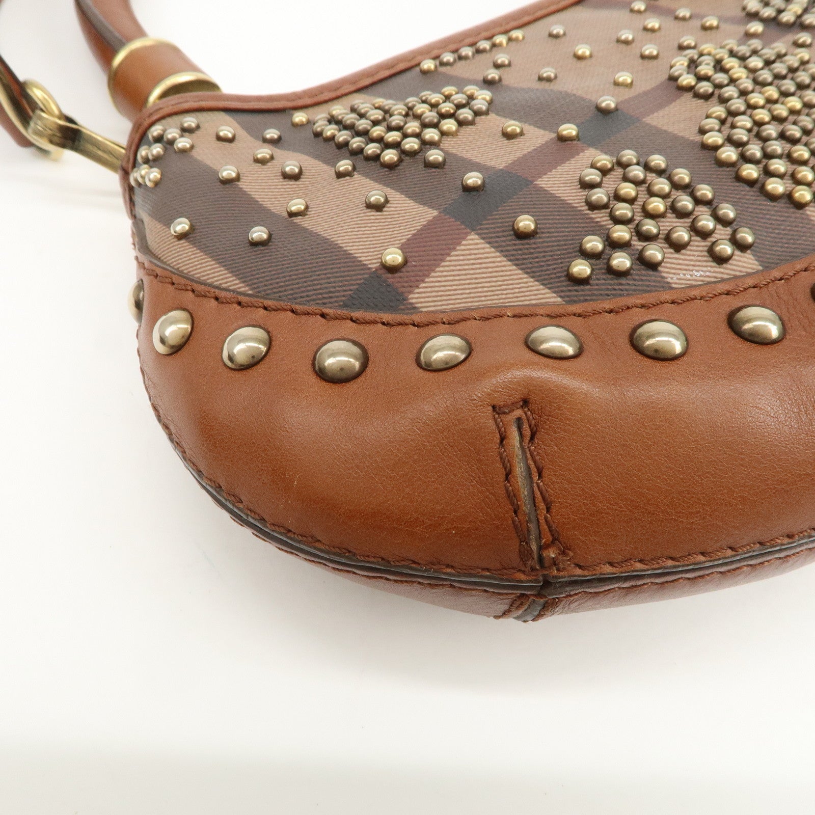 BURBERRY Heart Studs PVC Leather 2Way Bag Shoulder Hand Bag Brown