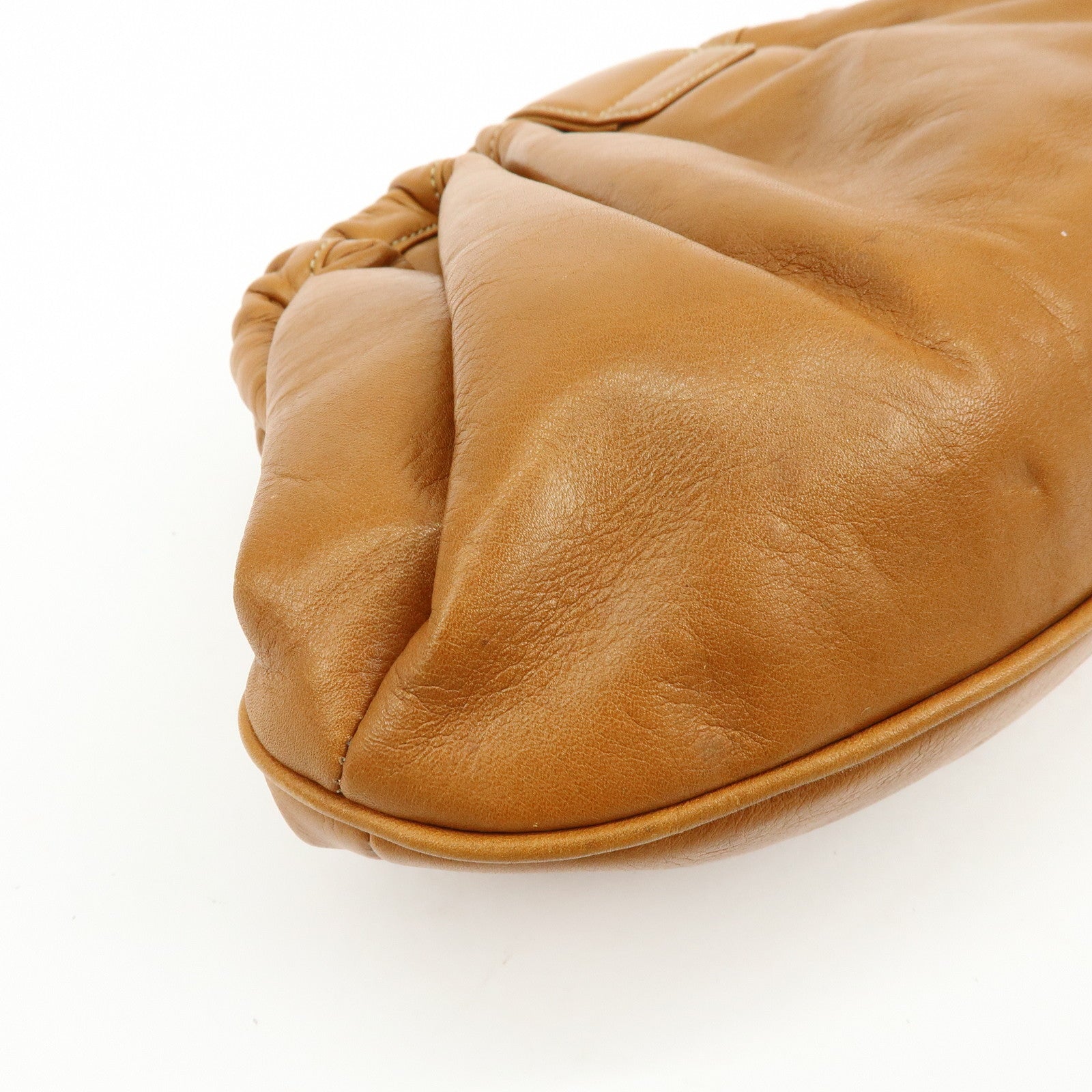 CELINE Leather 2Way Shoulder Bag Clutch Bag Brown