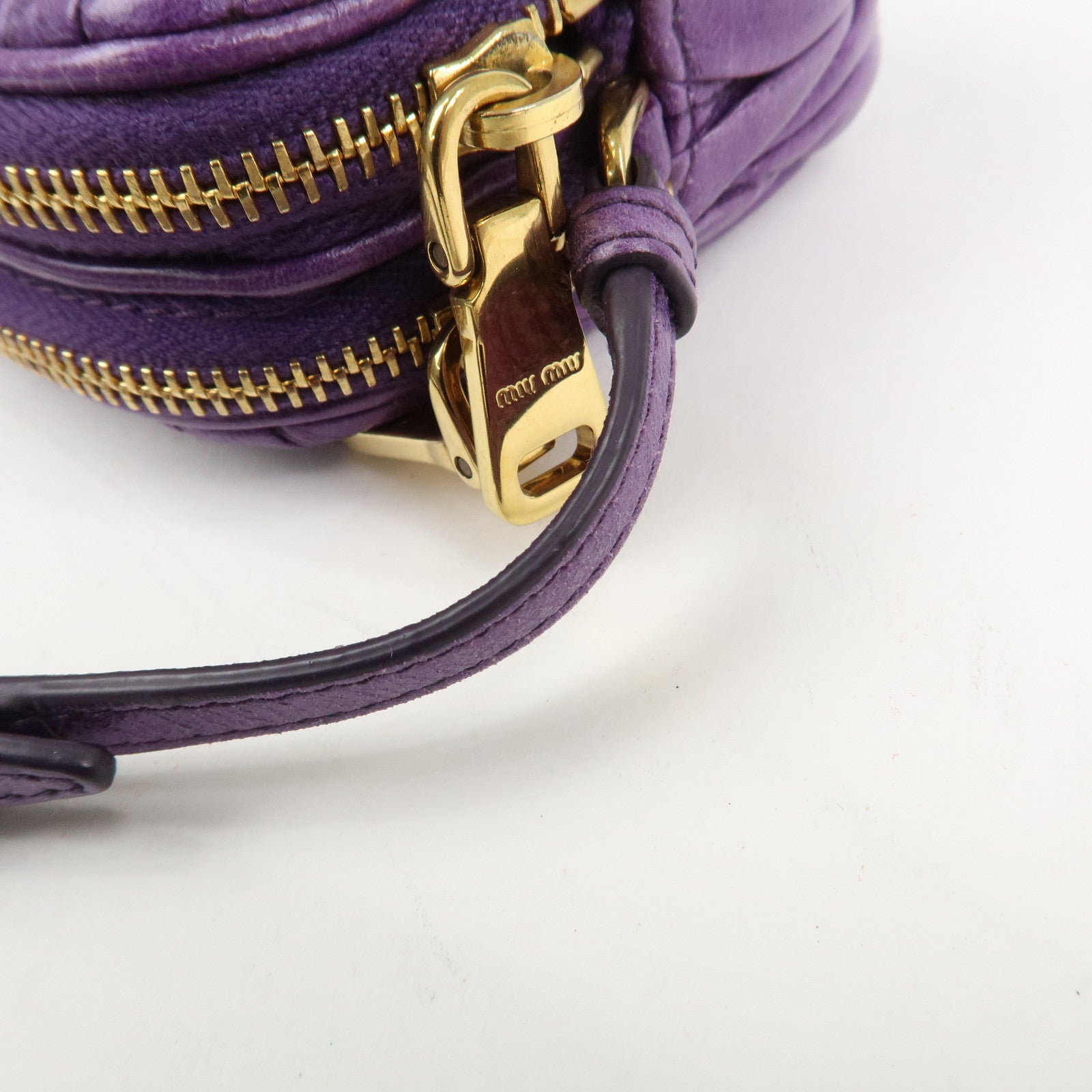 MIU MIU Logo Matelasse Mini Hand Bag Shoulder Bag Purple 5ARH02