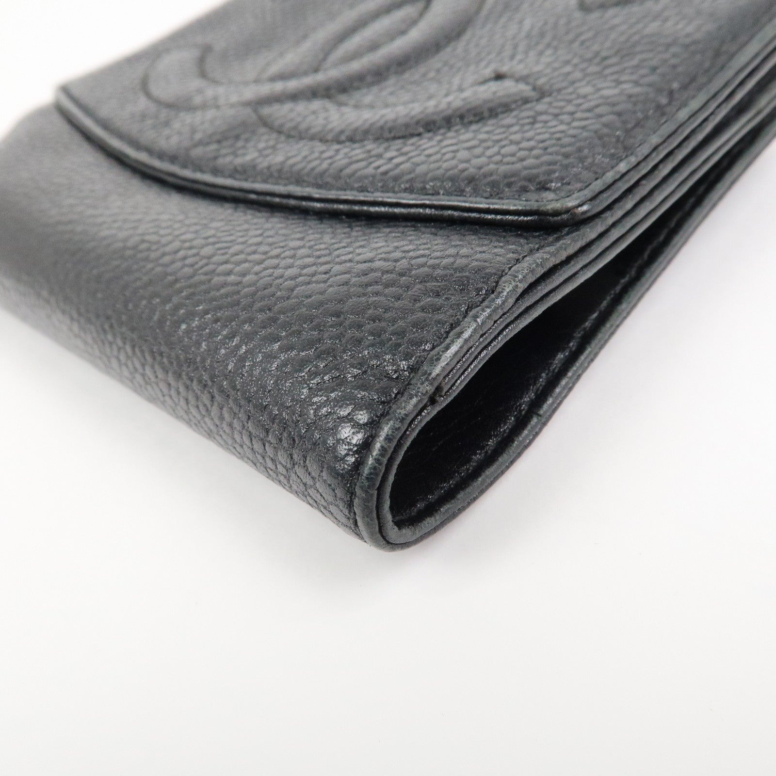 CHANEL COCO Mark W Hook Bi-fold Compact Wallet Black A01427