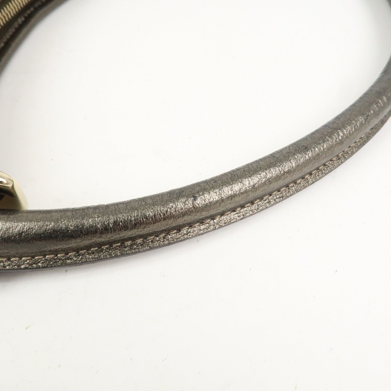 GUCCI Abbey Canvas Leather Shoulder Bag Beige Silver Gray 130737