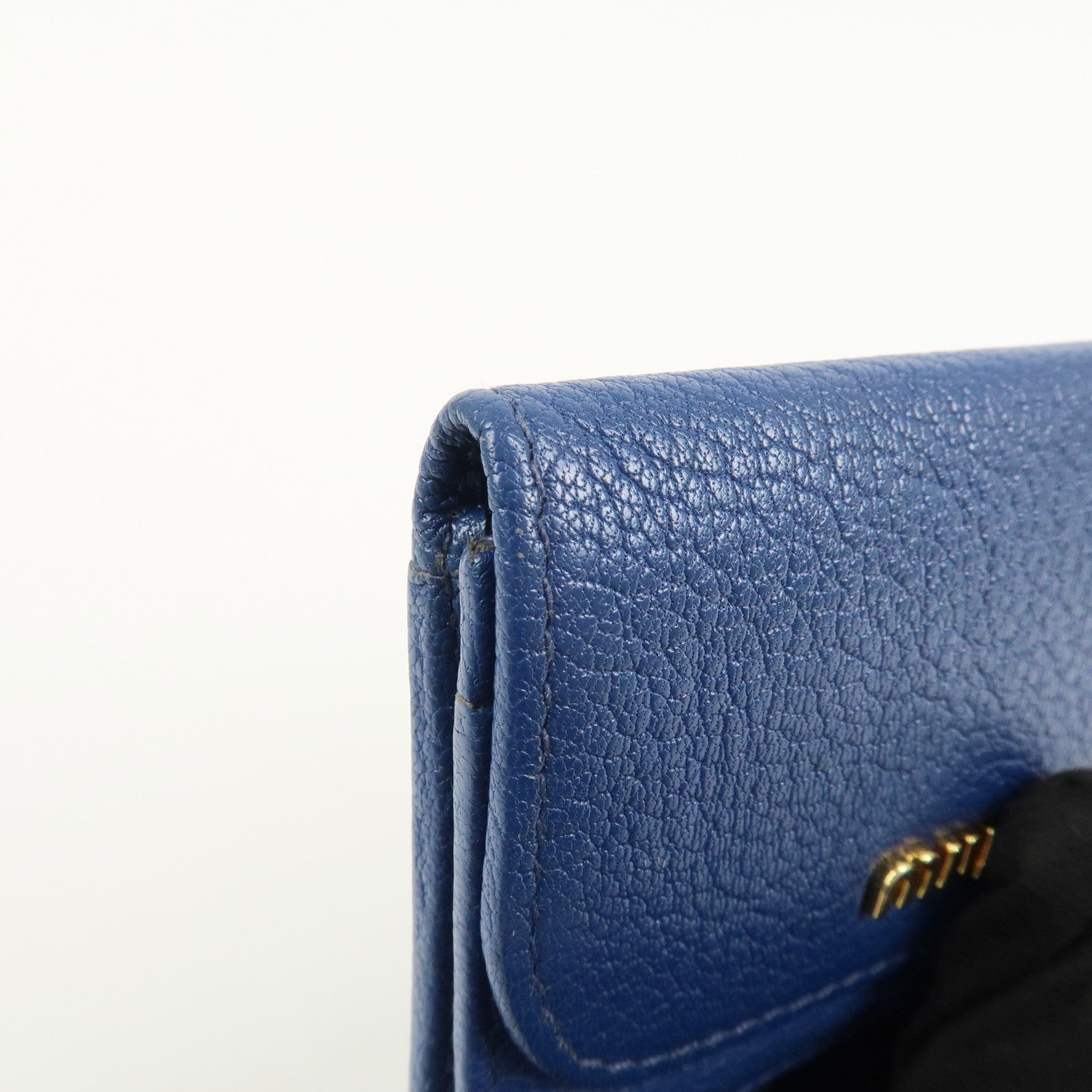 MIU MIU Leather Card Case Card Holder Fragment Case Blue 5M1122