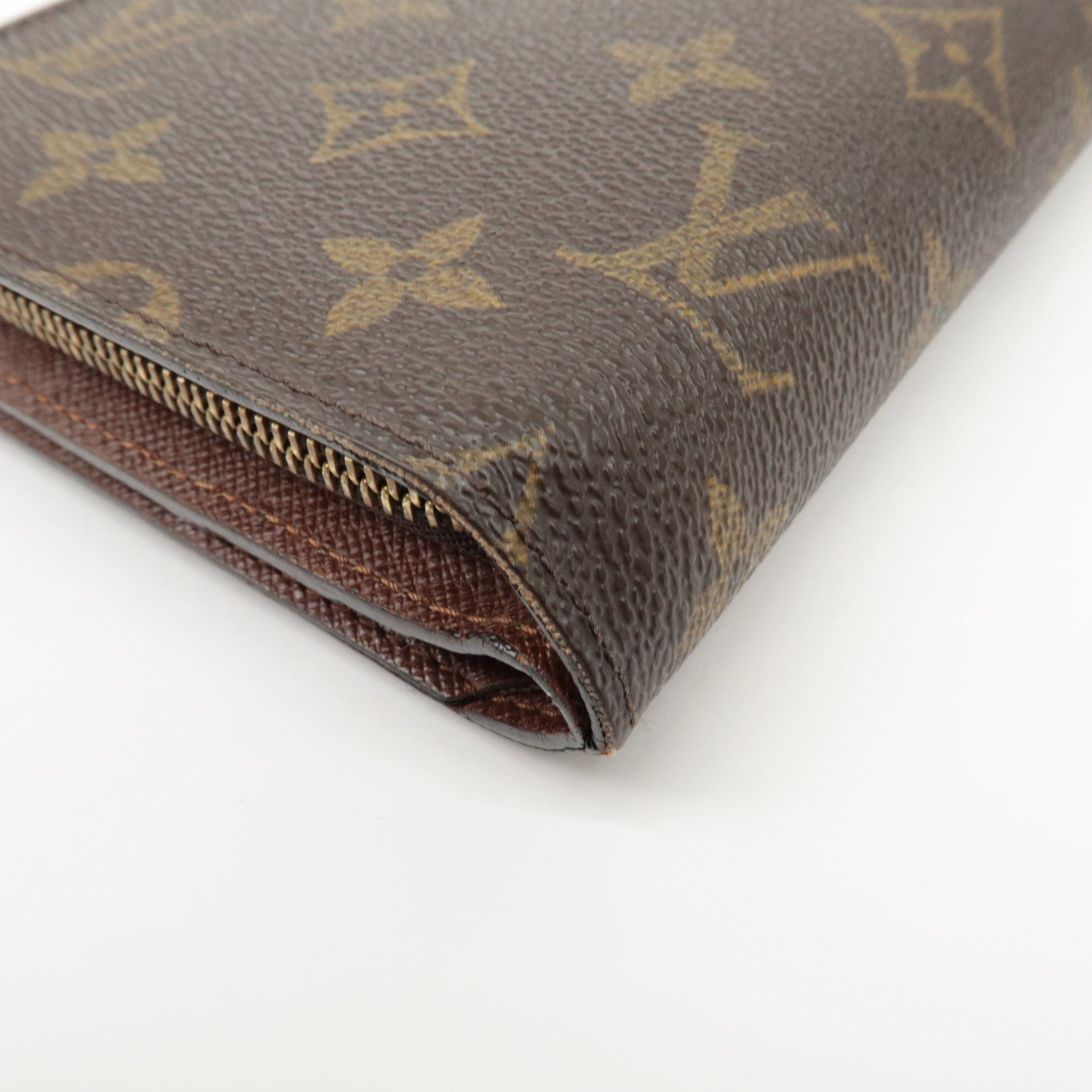Louis Vuitton Monogram Porte Papier Zip Bi-fold Wallet Brown M61207 Used