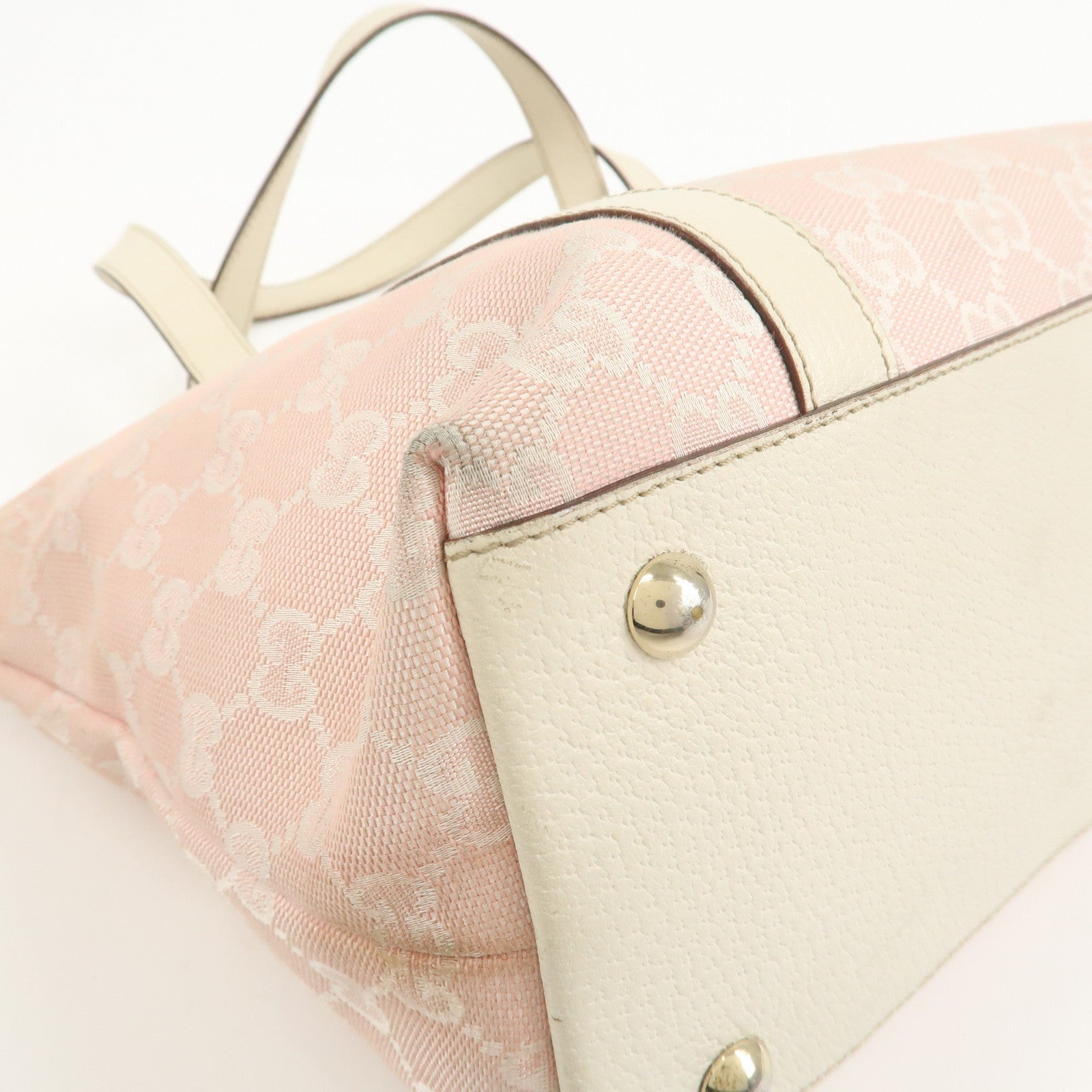 GUCCI Abbey GG Canvas Leather Tote Bag Shoulder Bag Pink 141470