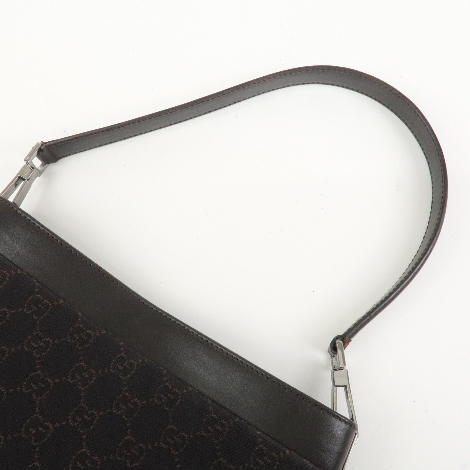 GUCCI GG Denim Leather Shoulder Bag Hand Bag Brown 143745