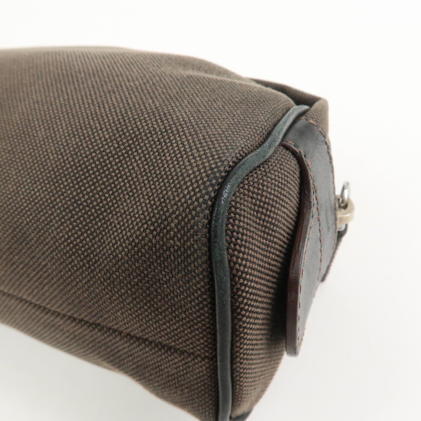 PRADA Logo Jacquard Pouch Cosmetic Pouch Makeup Bag Brown