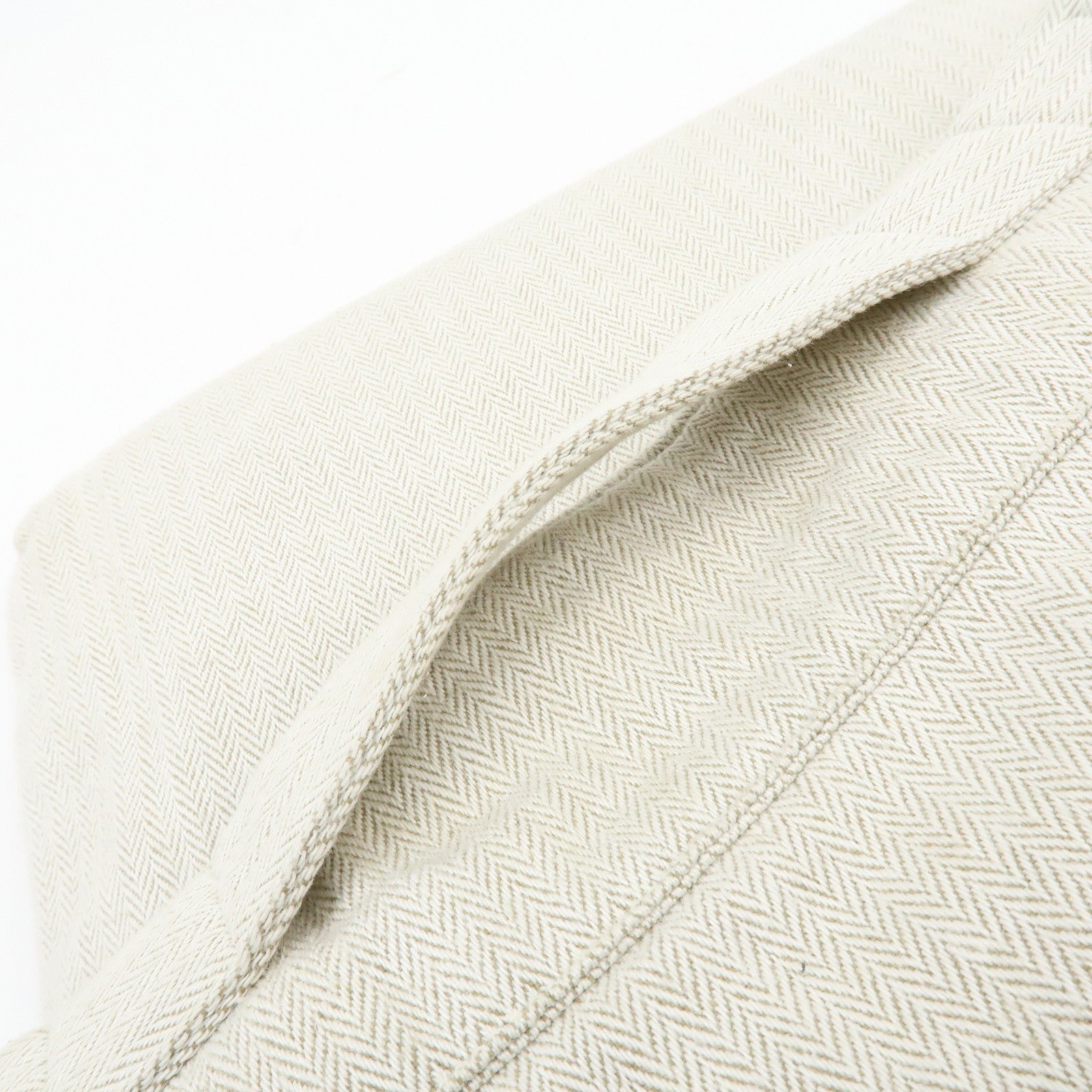 HERMES Baggy Baggage Aline Toile Chevron Leather Tote Bag Natural