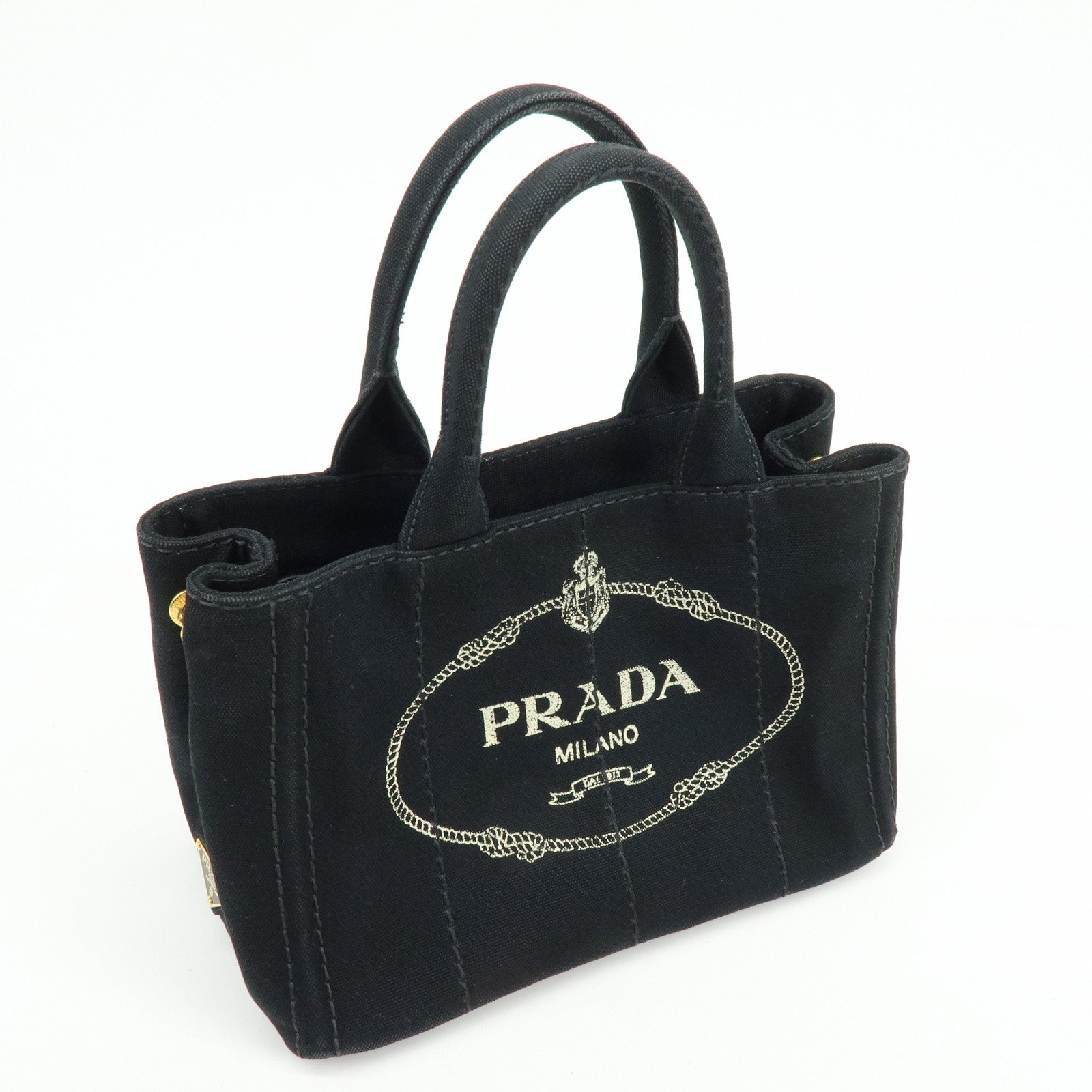 PRADA Triangle Logo Canapa Mini Canvas 2Way Bag Hand Bag 1BG439