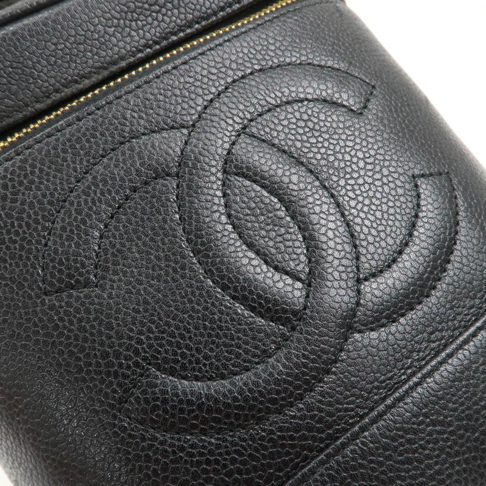 CHANEL COCO Mark Caviarskin Vanity Bag Hand Bag Black A01998