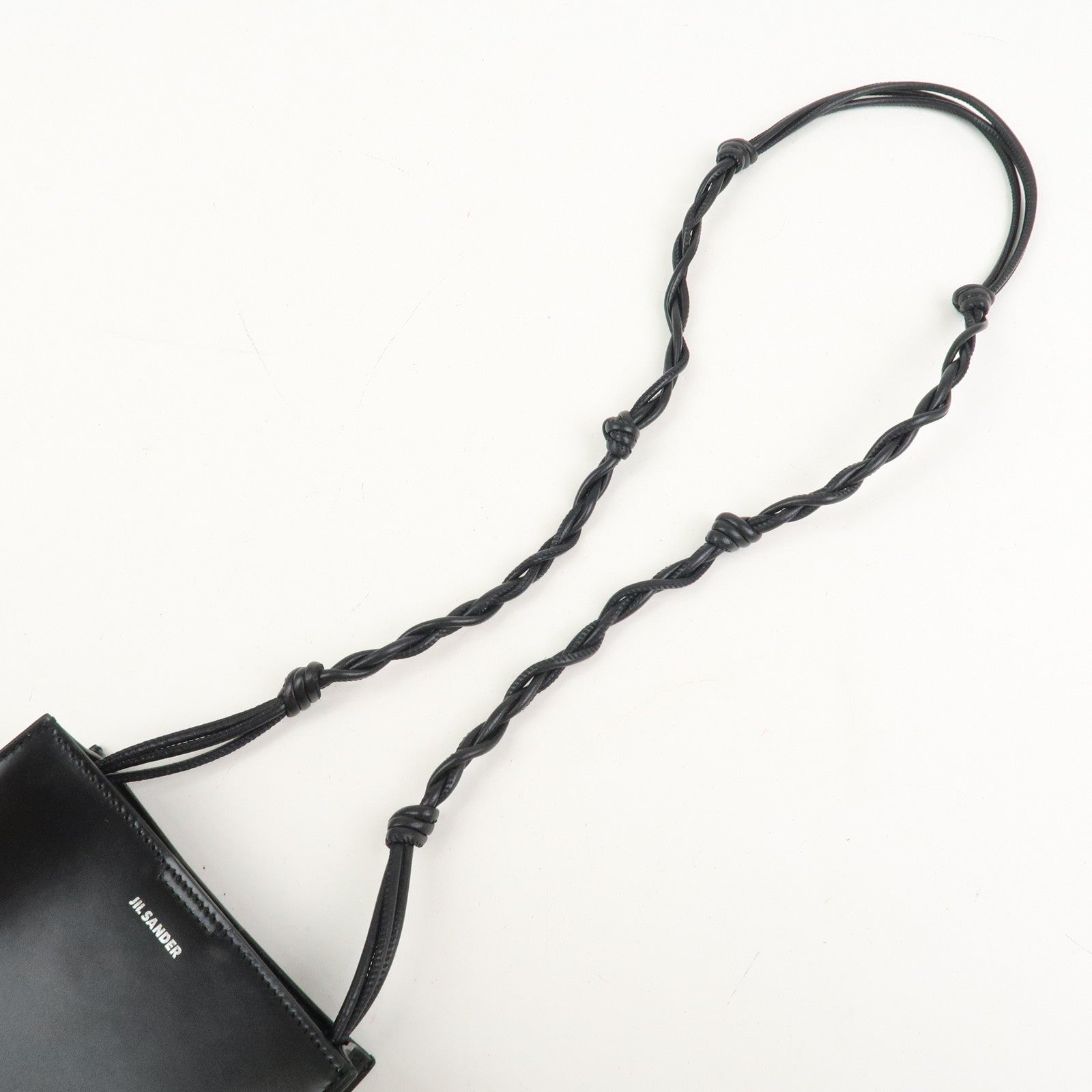 JIL SANDER Tangle Leather Small Shoulder Bag Crossbody Bag Black