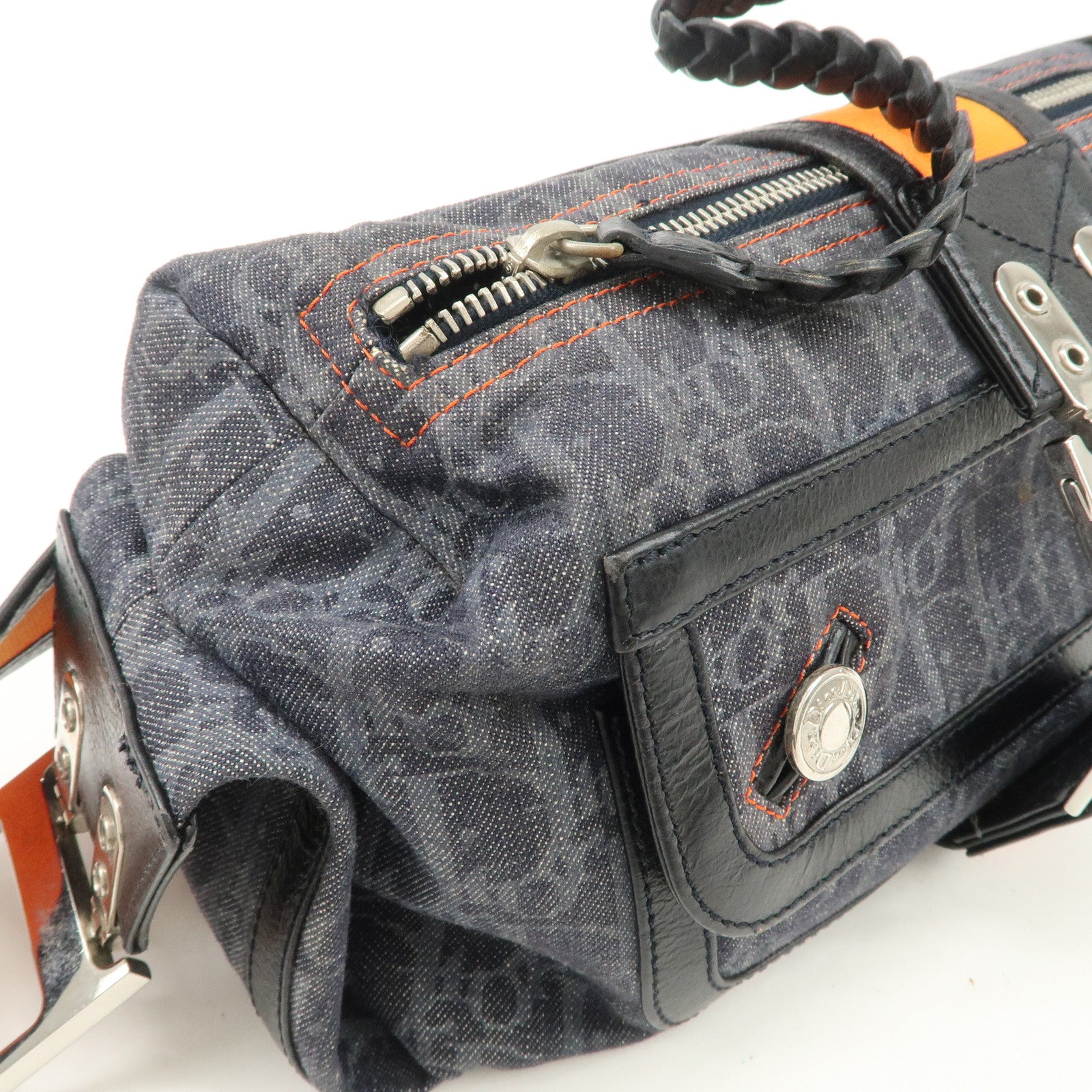 Christian Dior Flight Line Trotter Denim Leather Shoulder Bag