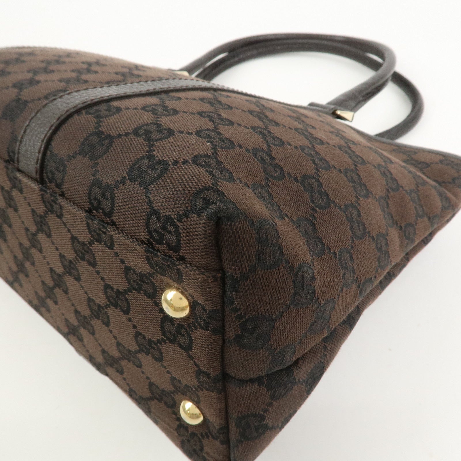 GUCCI Canvas Leather Tote Bag Shoulder Bag Dark Brown 257302