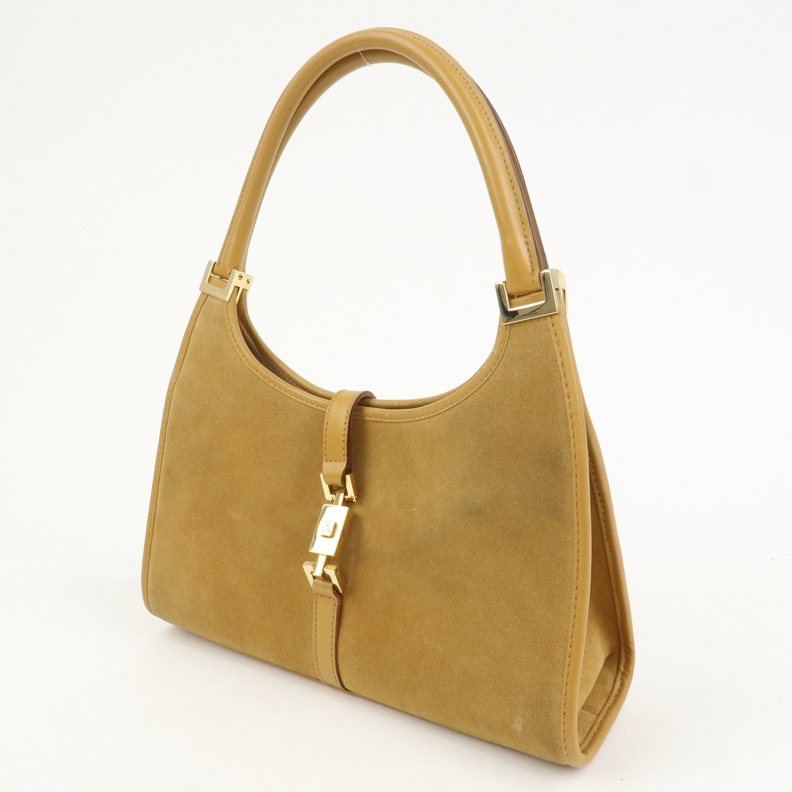 GUCCI Jackie Suede Leather Shoulder Bag Hand Bag Camel 002･1068