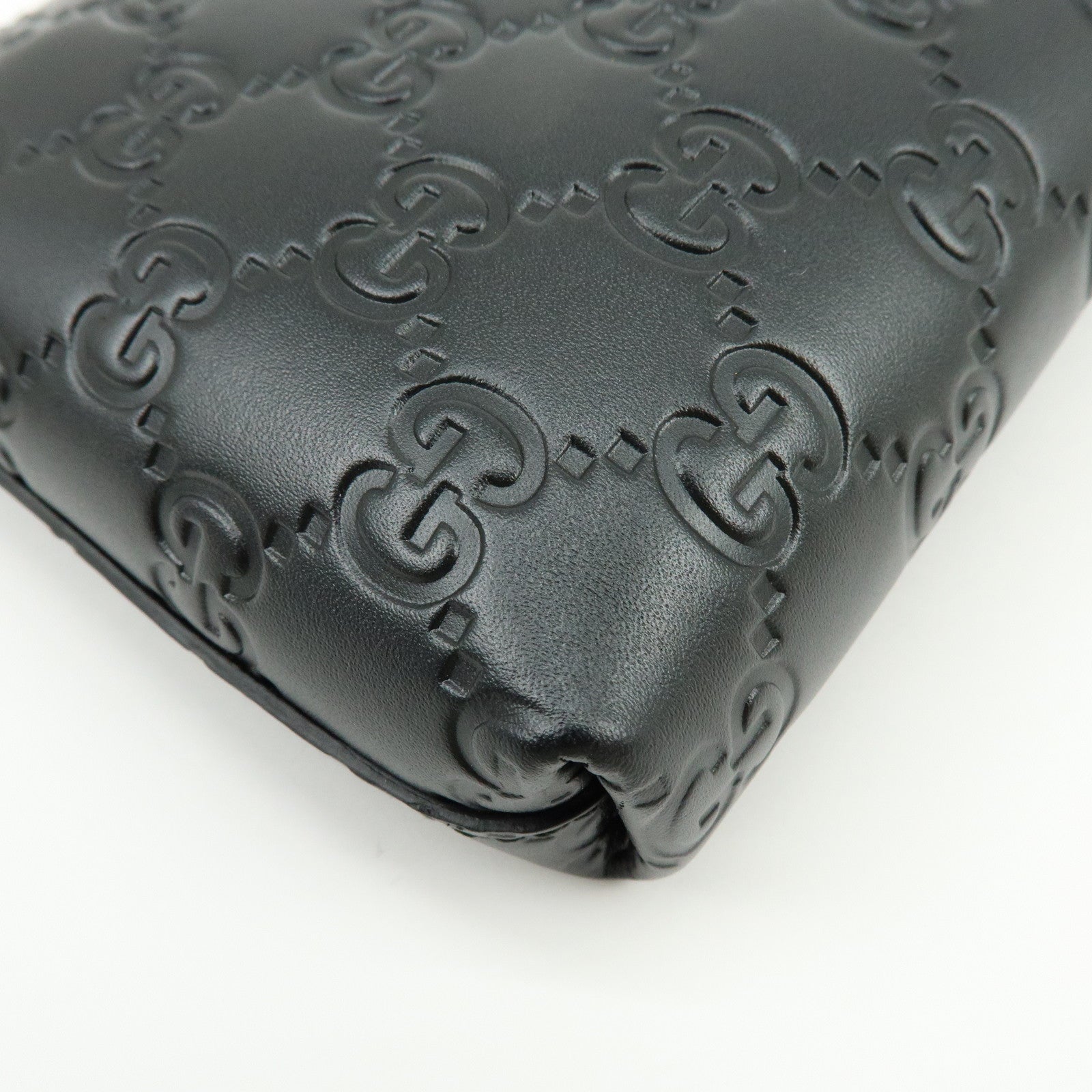 GUCCI Guccissima Leather Chain Shoulder Bag Hand Bag Black 428449