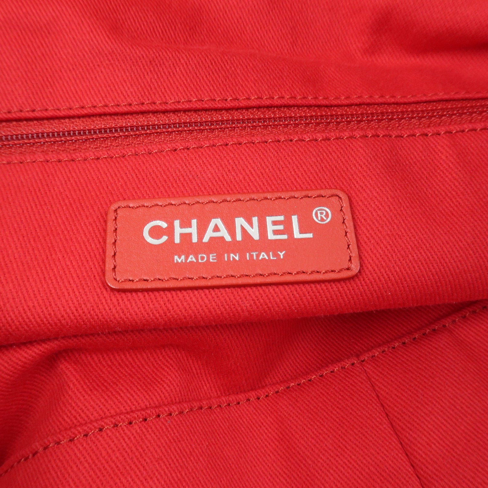 CHANEL COCO Mark Canvas Calf Leather Shopping Bag Large Red A57168