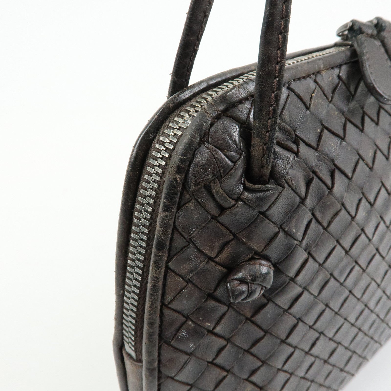 BOTTEGA VENETA Intrecciato Nodini Leather Shoulder Bag Brown 245354