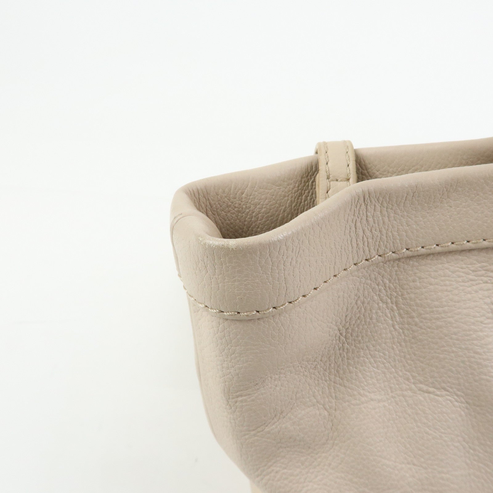 Chloe See by Chole Leather Tote Bag Hand Bag Pouch Beige