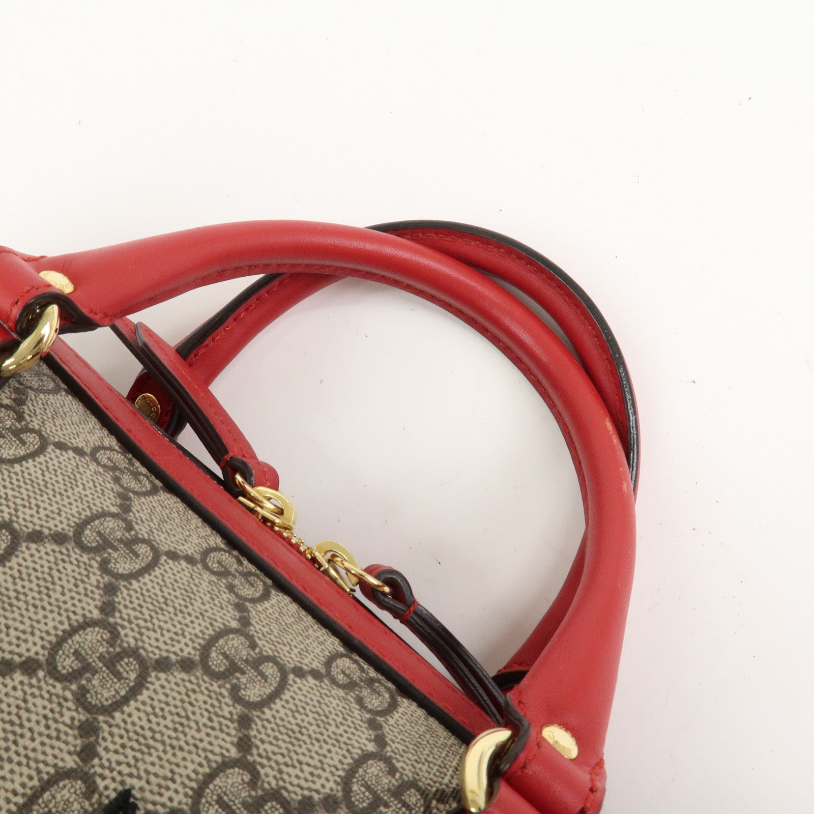 GUCCI GG Supreme Leather 2WAY Bag Shoulder Bag Beige Red 409529