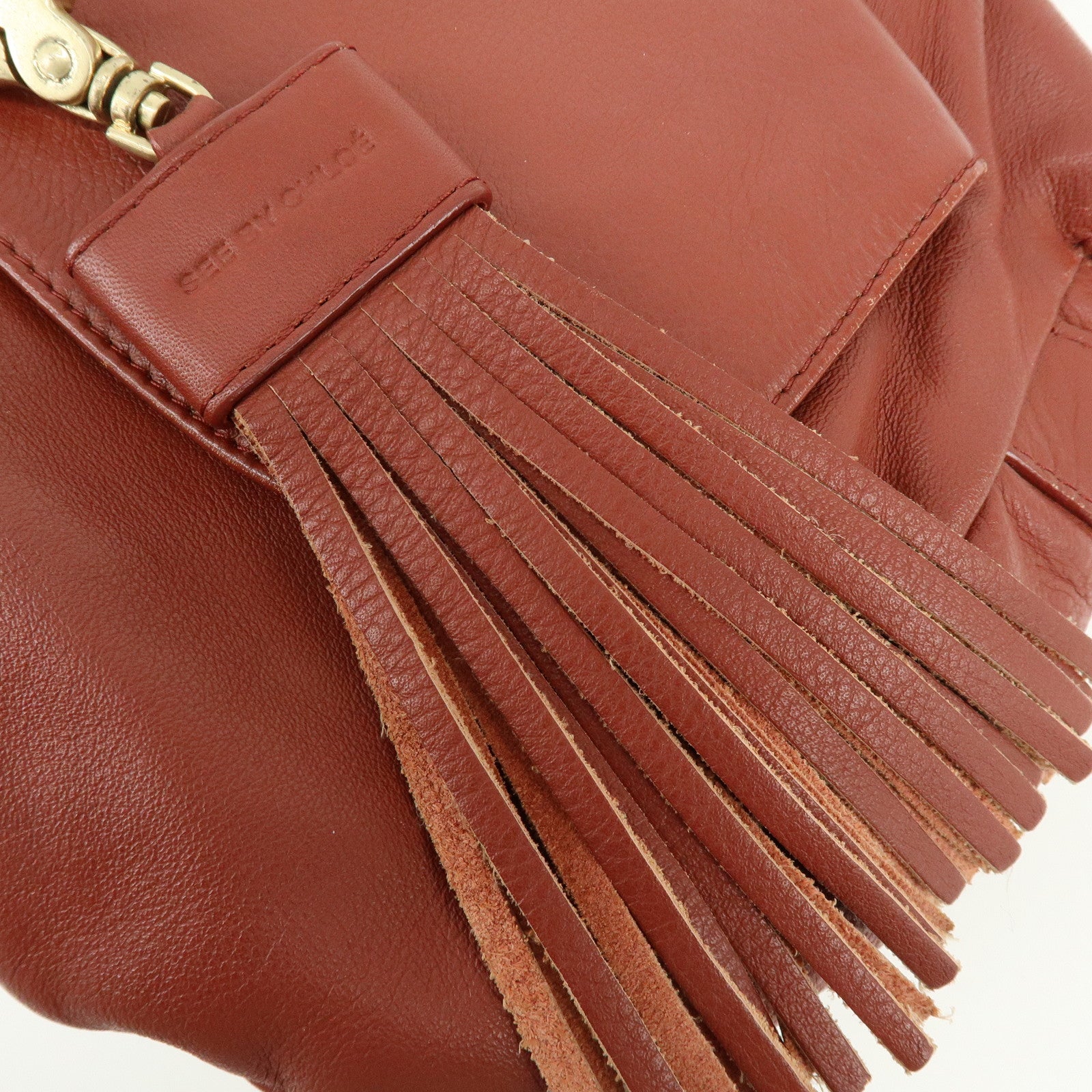 Chloe See by Chloe Leather Shoulder Bag Hand Bag Tassel Red