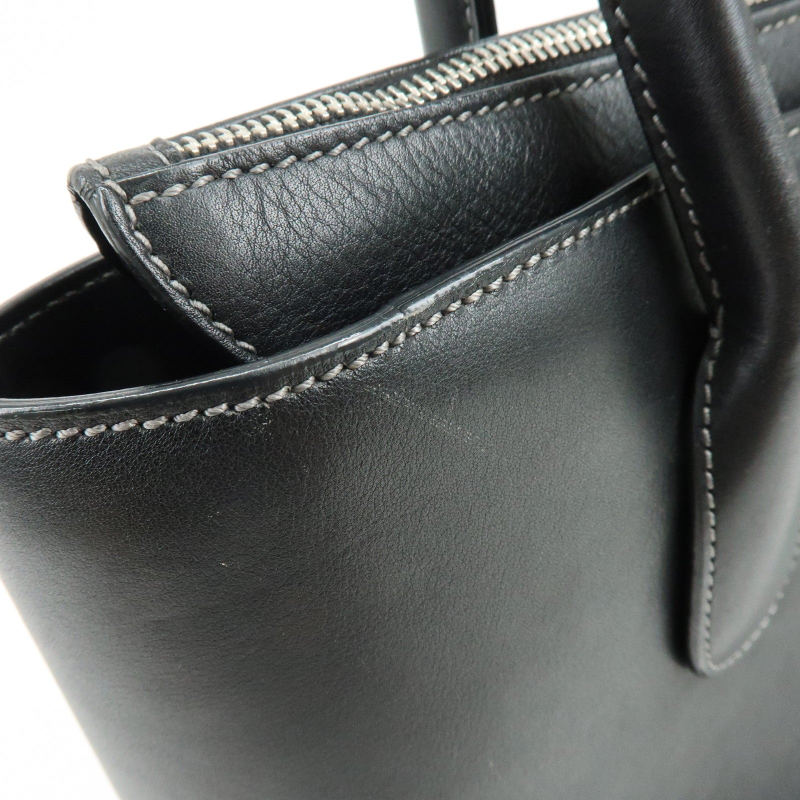 TOD'S Leather Stitch 2Way Bag Tote Bag Hand Bag Black