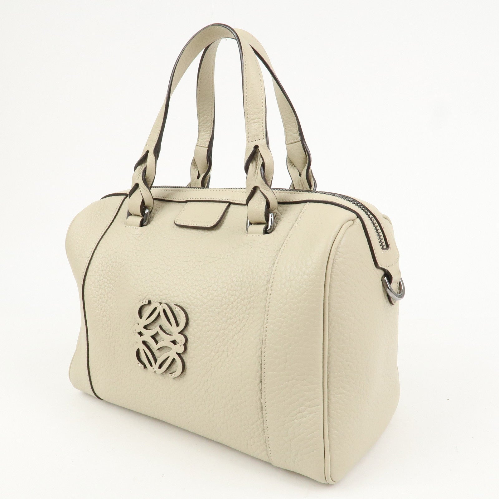 LOEWE Anagram Leather 2Way Bag Shoulder Bag Hand Bag Ivory