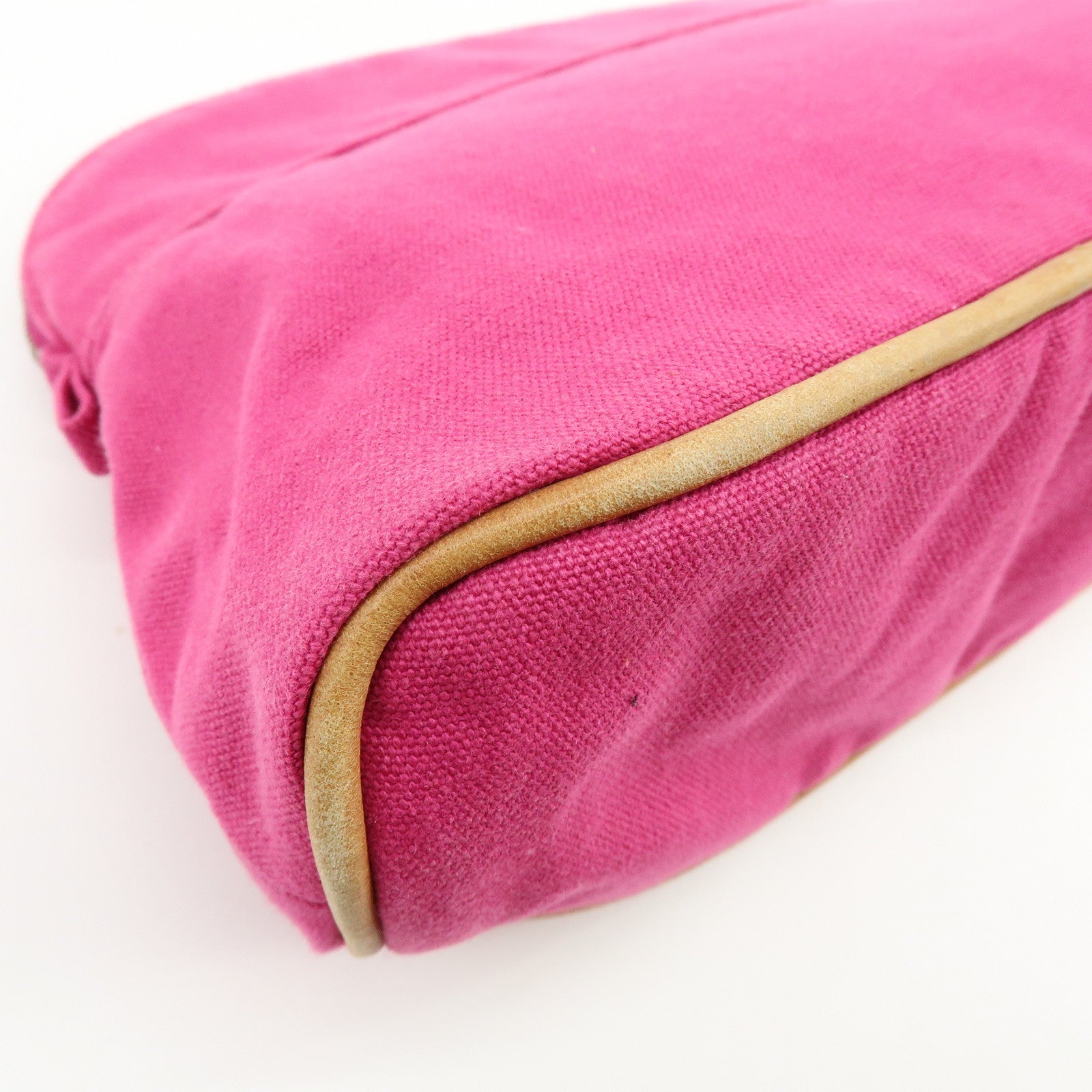 HERMES Bolide Pouch MM Cotton Leather Cosmetic Makeup Pouch Pink