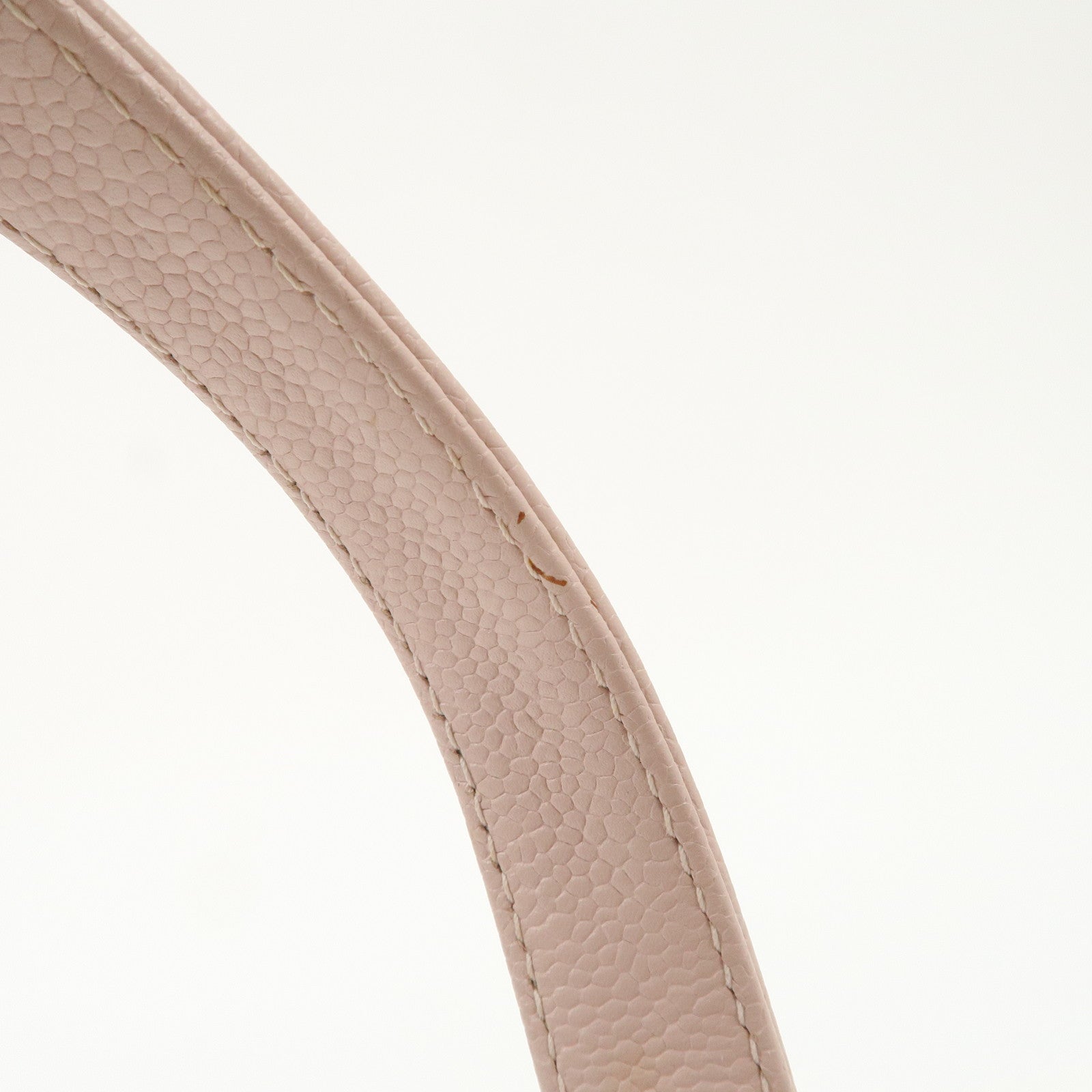 CHANEL Chocolate Bar Caviarskin Tote Bag Hand Bag Pink Silver Used