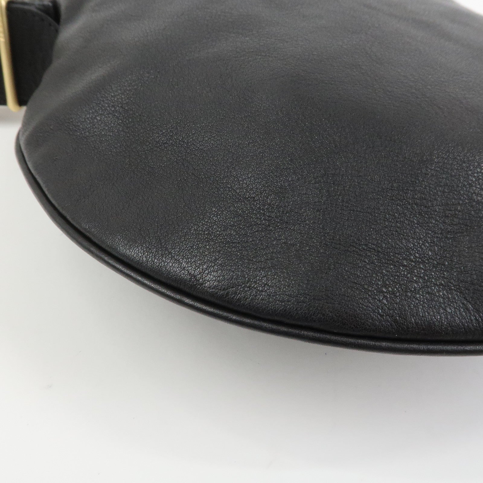 FENDI Logo Leather Shoulder Bag Hand Bag Black 8BR228