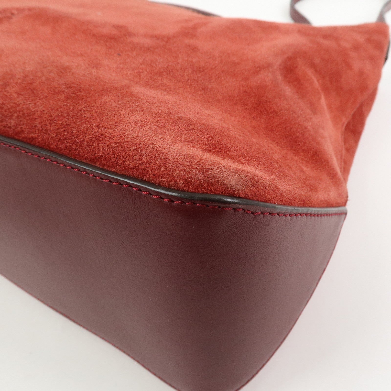 LOEWE Anagram Suede Leather 2Way Bag Shoulder Hand Bag Red 061307