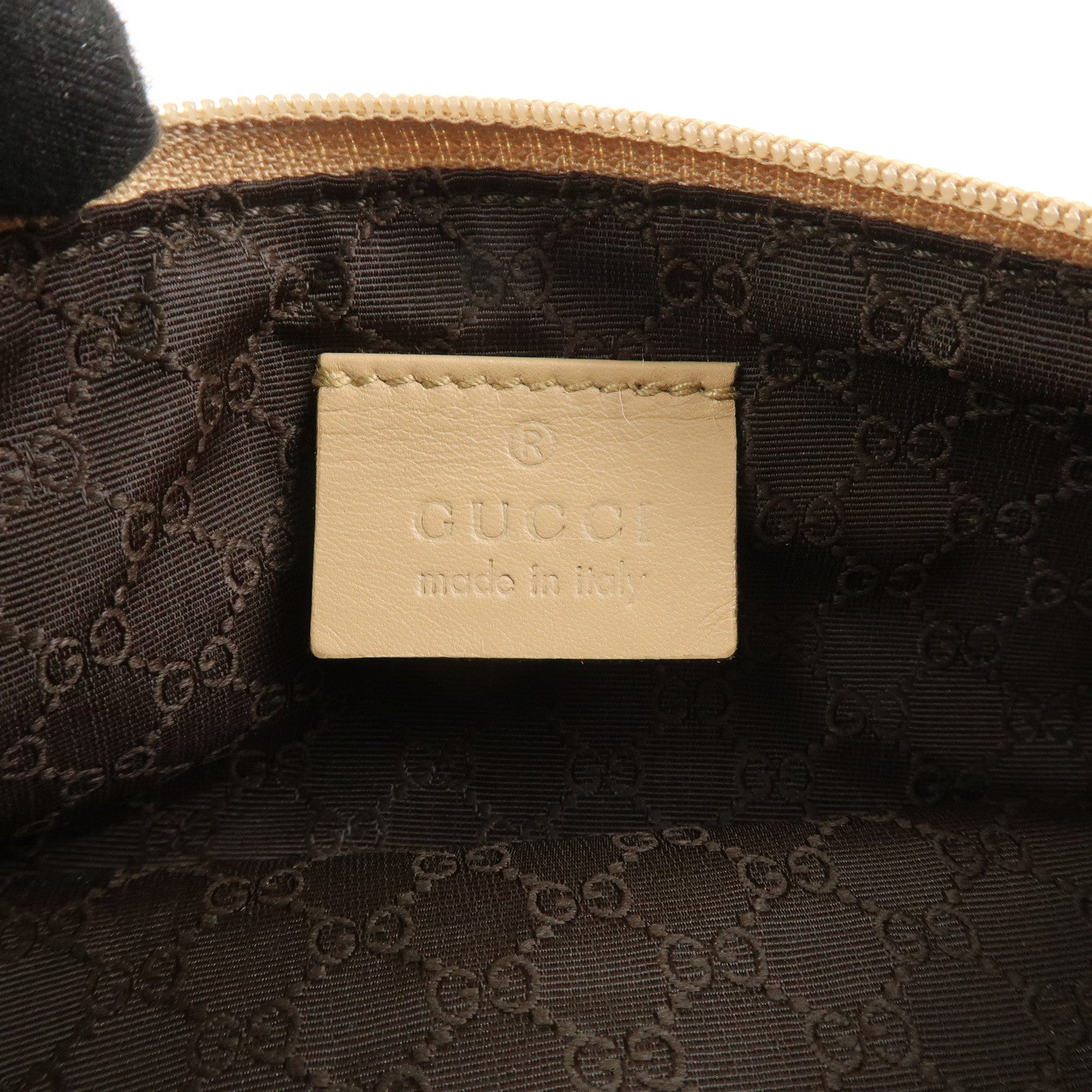 GUCCI Bamboo Leather Shoulder Bag Hand Bag Beige 92708