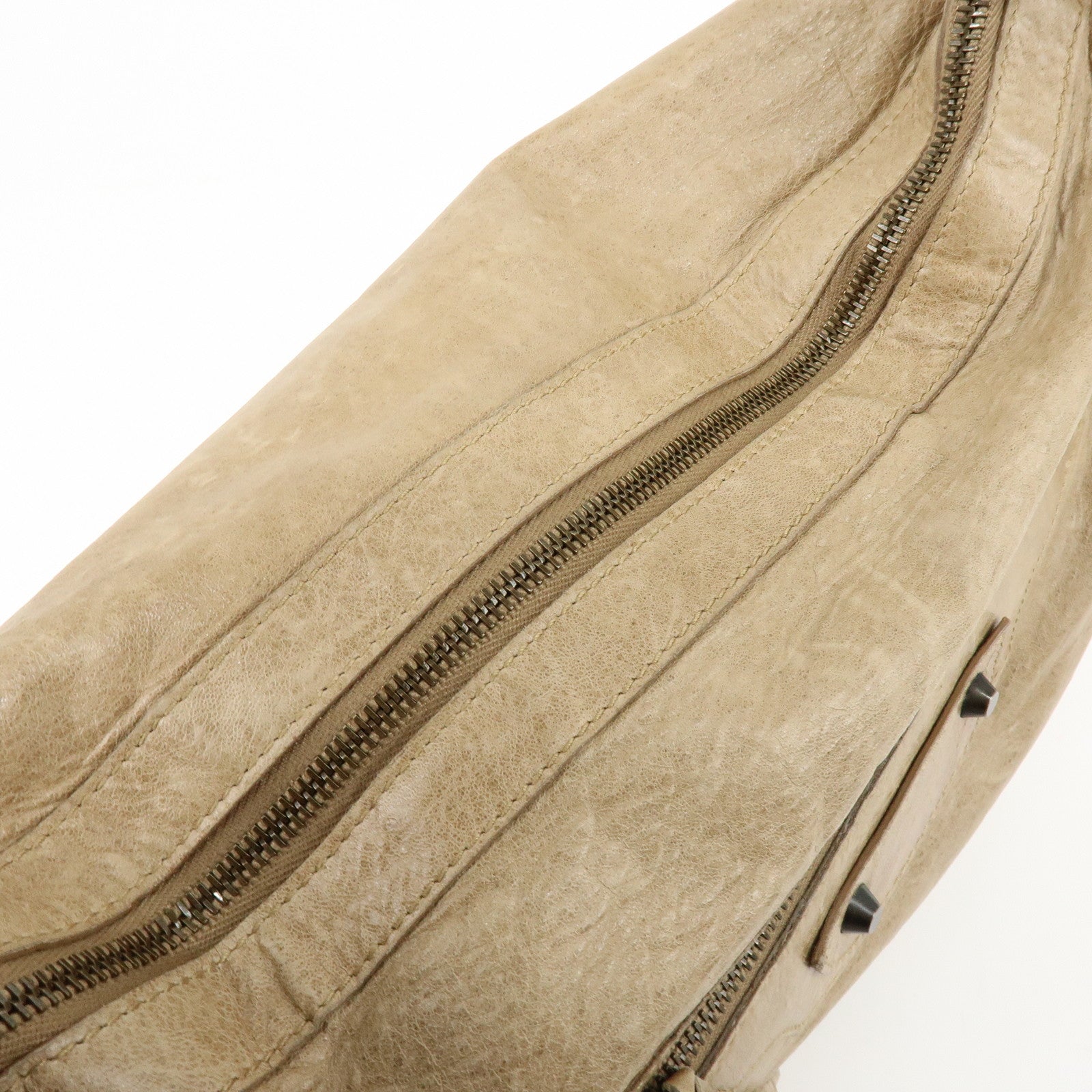 BALENCIAGA The City Editor’s Leather Shoulder Bag Beige 140442