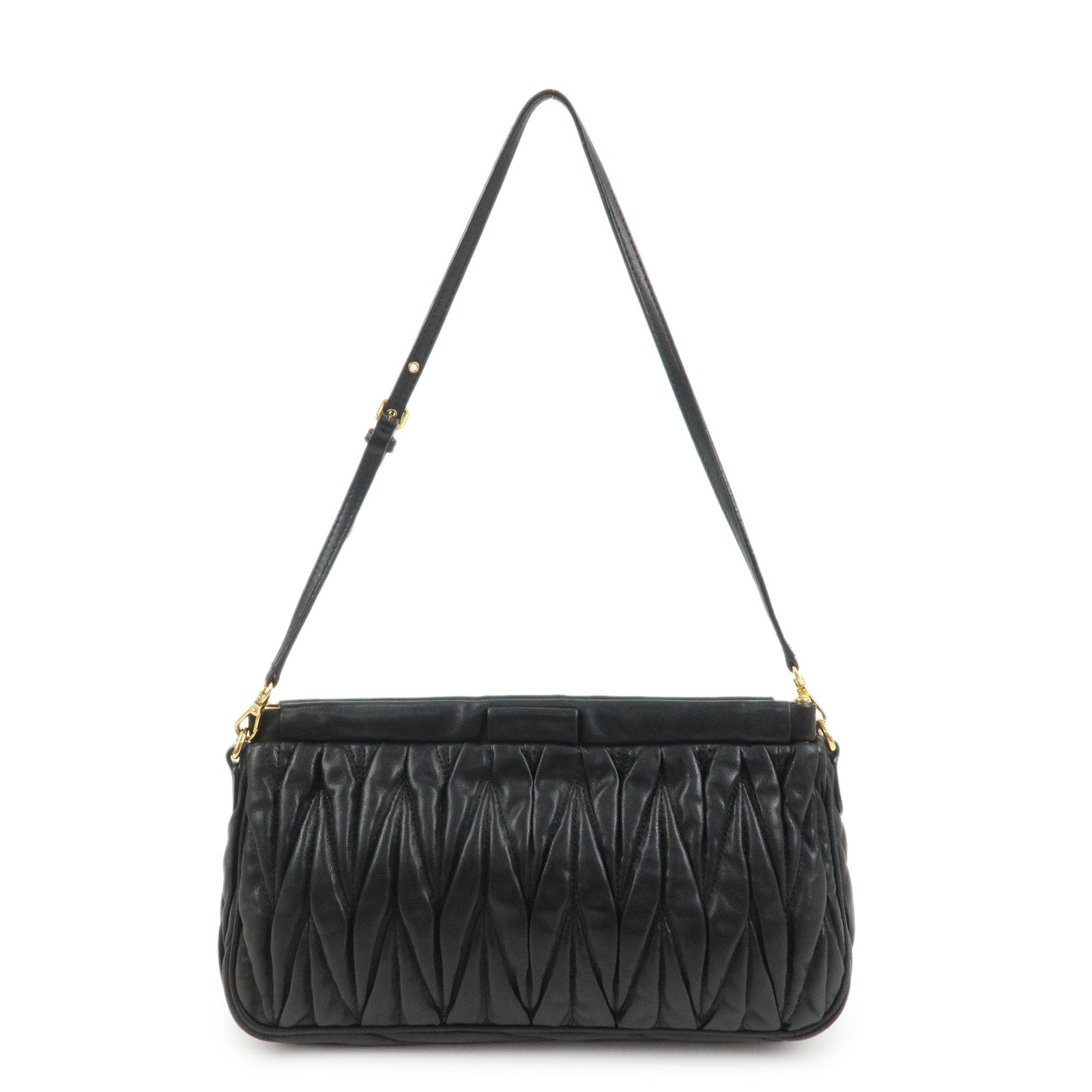 MIU MIU Matelasse Leather Shoulder Bag Hand Bag Black