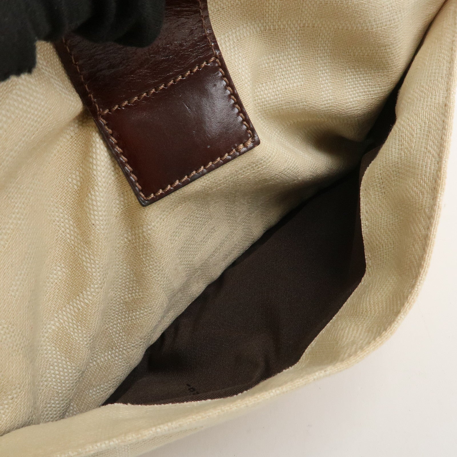 FENDI Zucca Canvas Leather Shoulder Bag Ivory Brown 26566