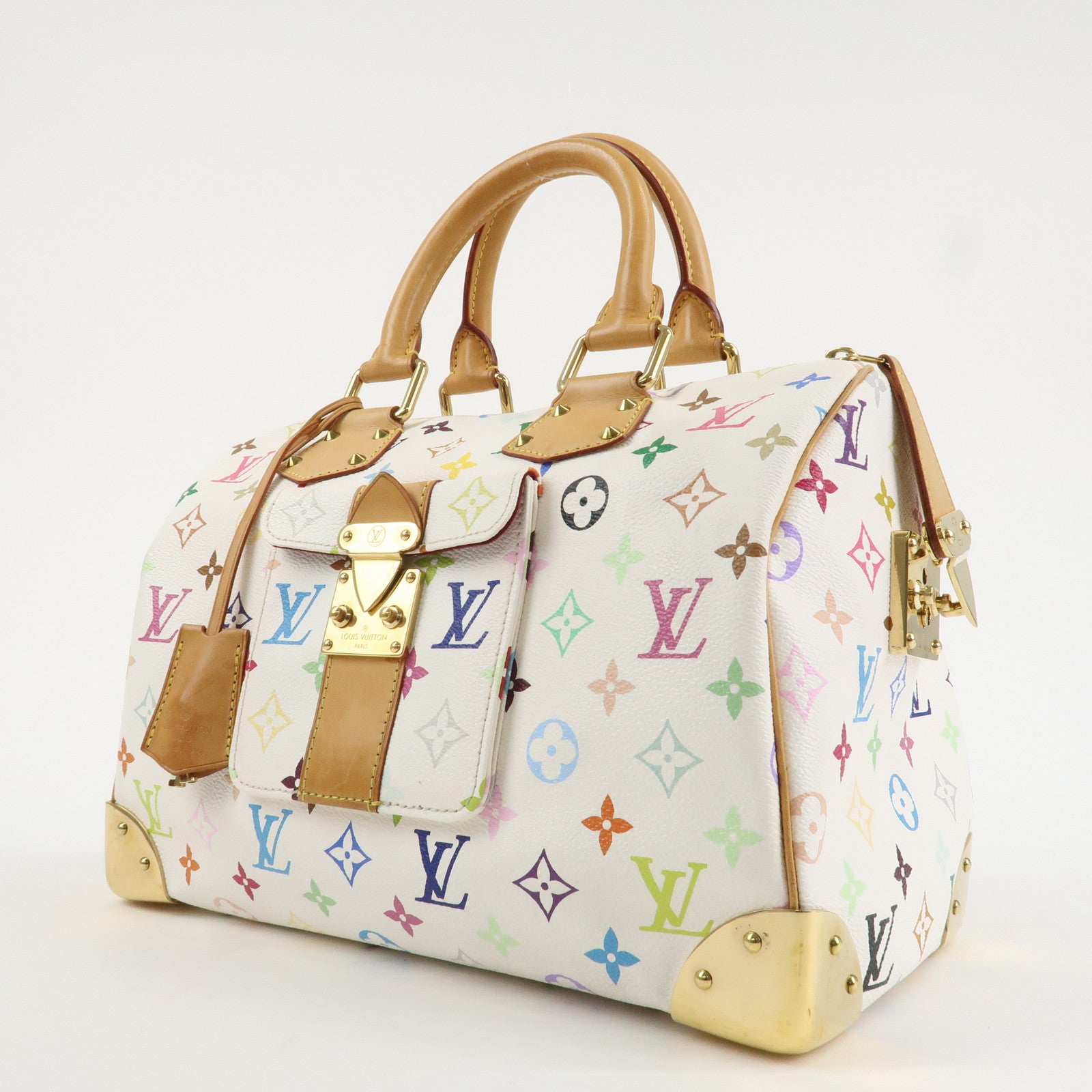 Louis Vuitton Monogram Multicolor Speedy 30 Hand Bag Blanc M92643 Used
